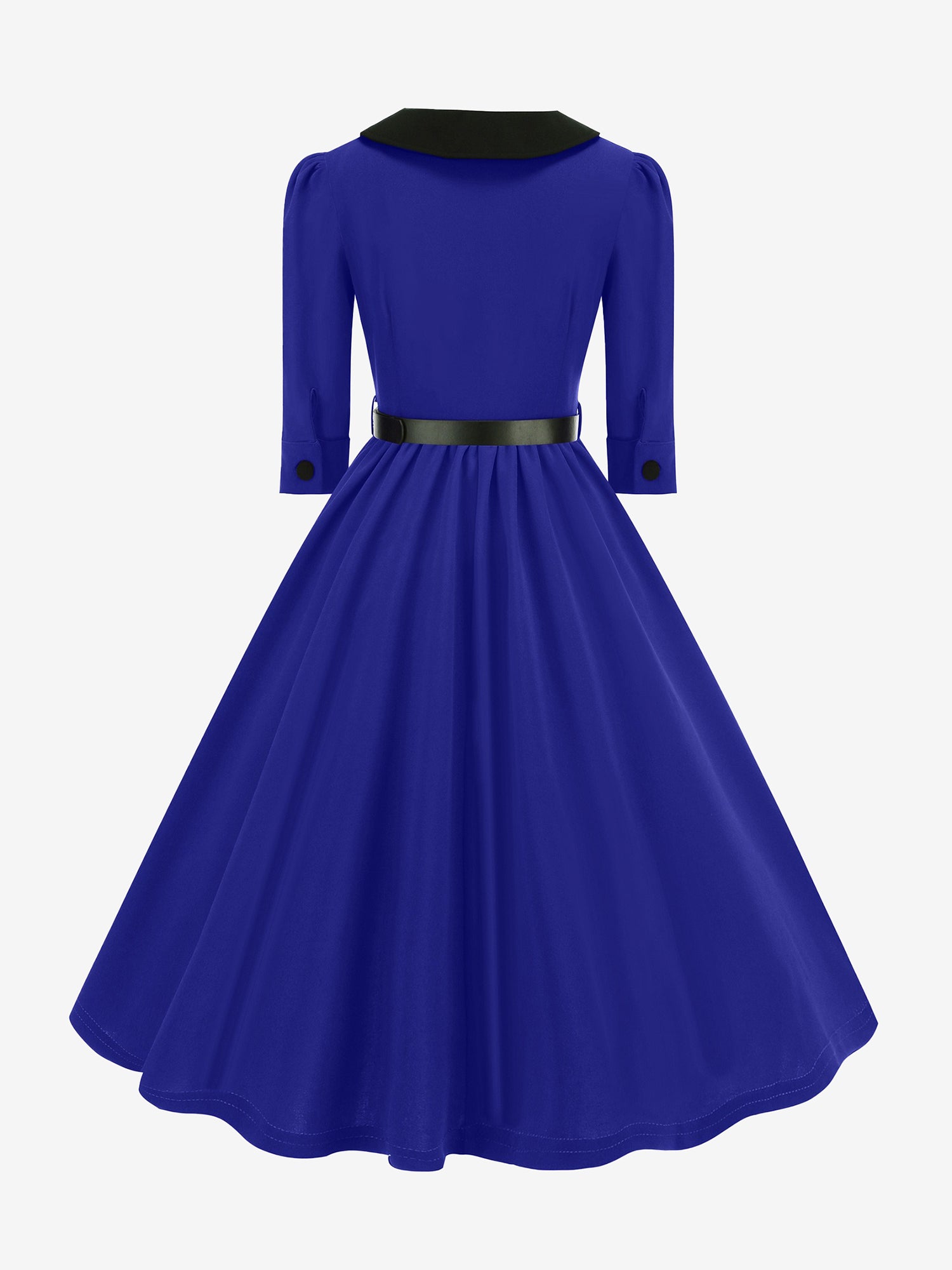 Vintage Peter Pan Collar Belted A-Line Midi Dress