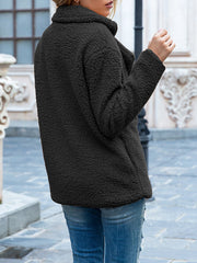 Notched Lapel Double Breasted Fleece Jacket