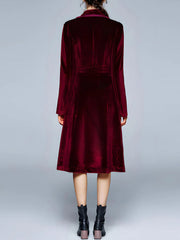 Vintage Notched Lapel Velvet Mid-Length A-Line Jacket