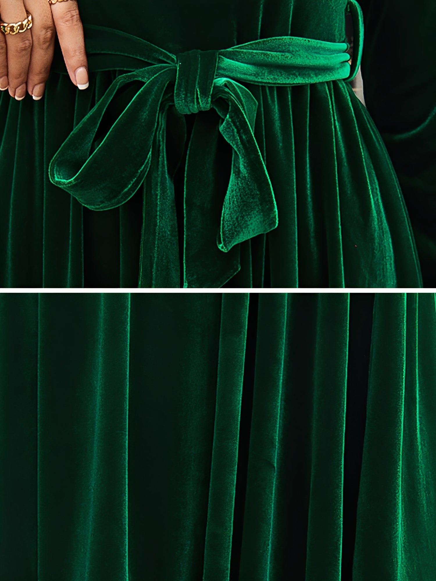 Velvet Round Neck Belted Maxi A-Line Dress