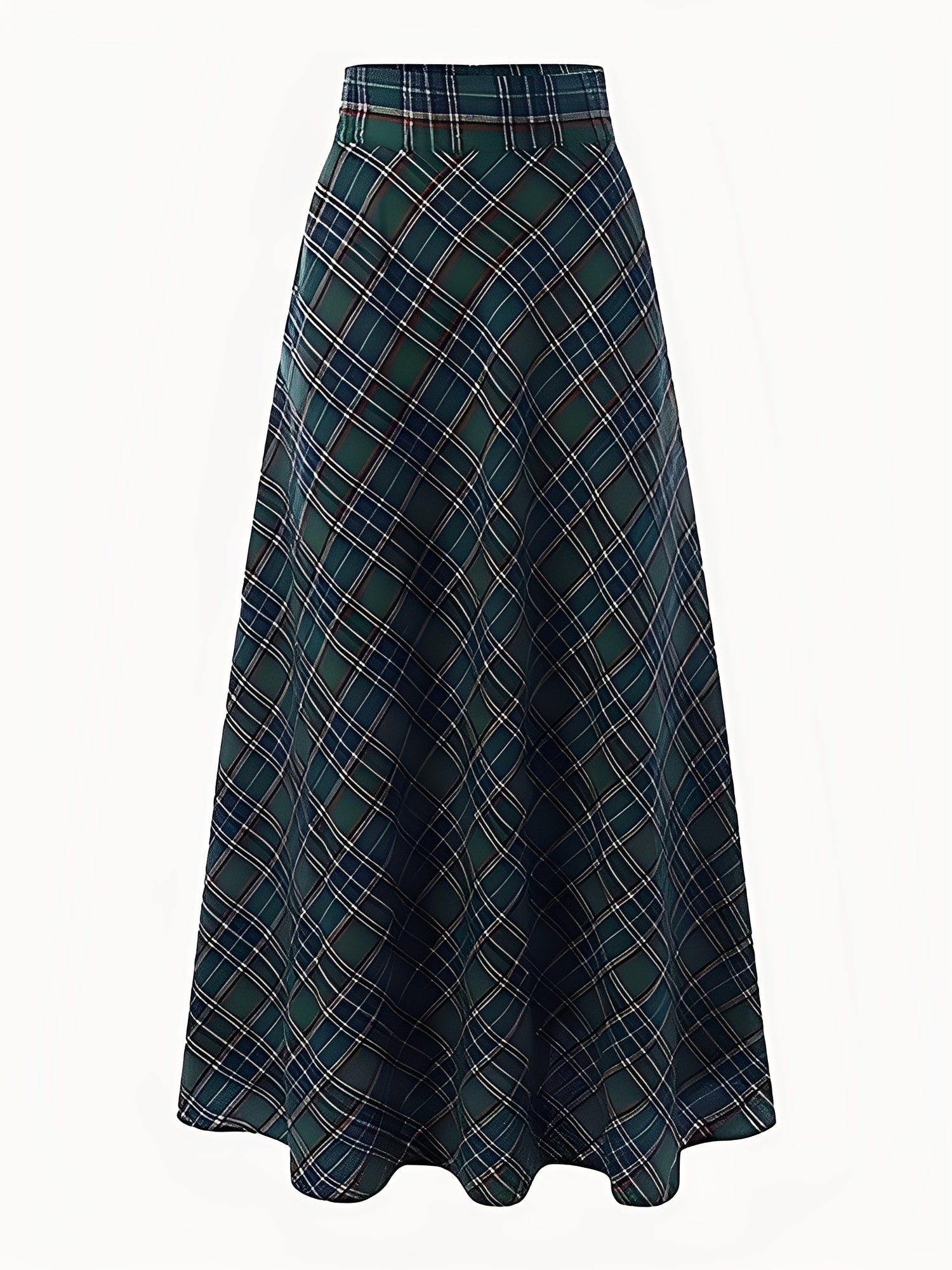 Christmas Plaid Pockets A-line Maxi Skirt