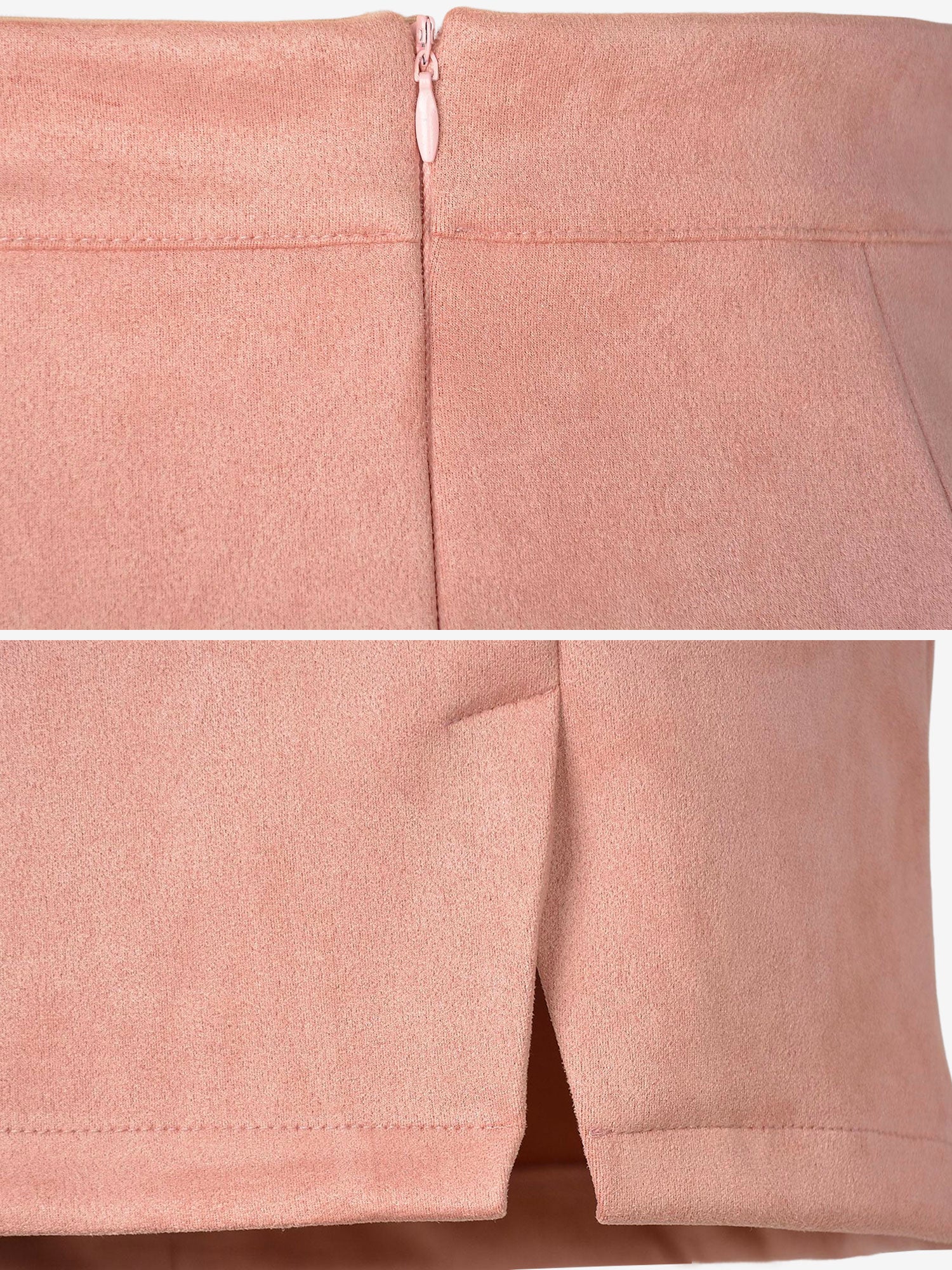 Faux Suede Zipper Bodycon Mini Skirt