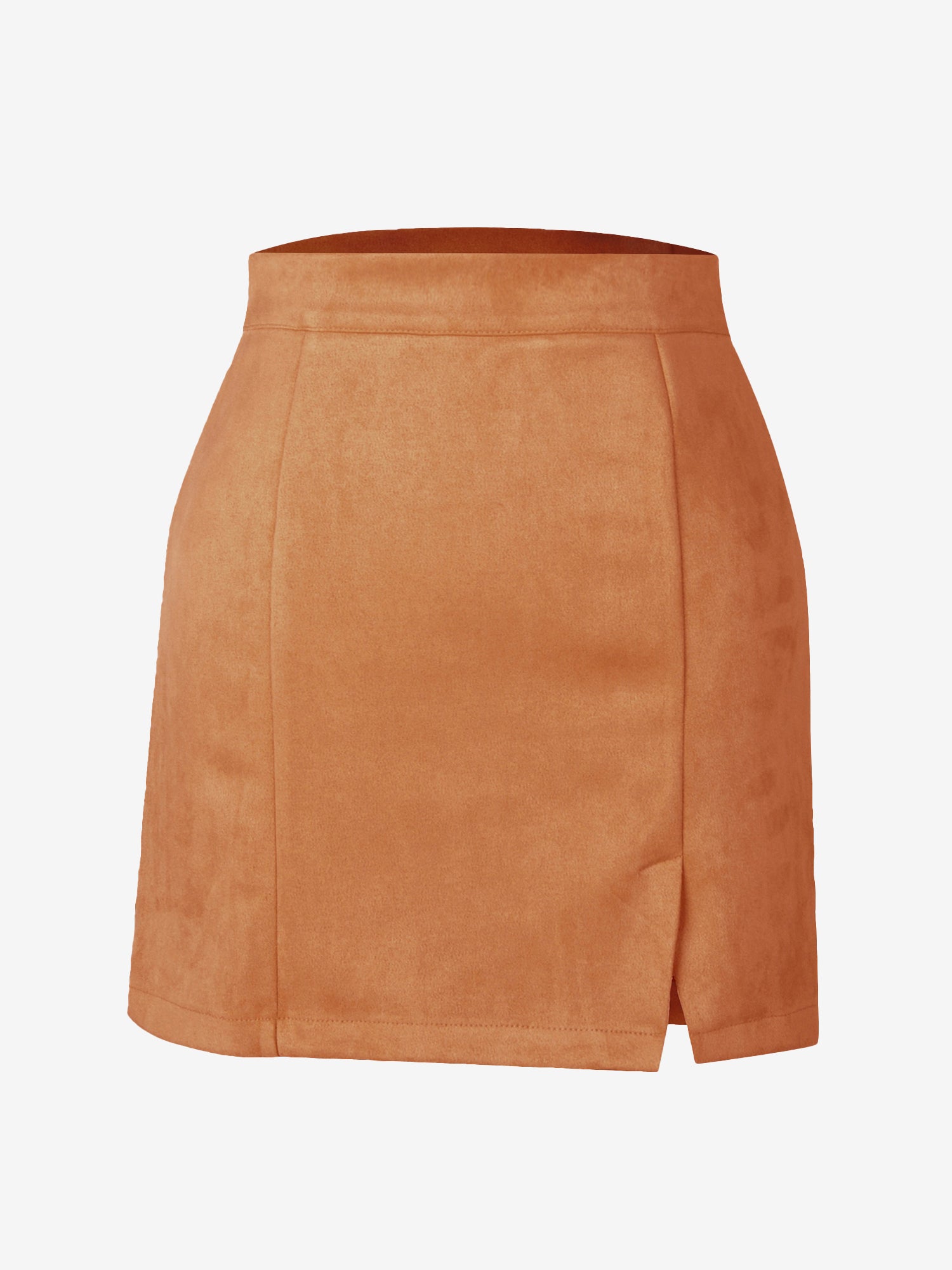 Faux Suede Zipper Bodycon Mini Skirt