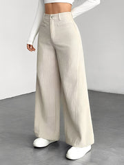 Corduroy Casual High Waisted Loose Fitting Wide Legs Pants