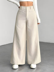 Corduroy Casual High Waisted Loose Fitting Wide Legs Pants