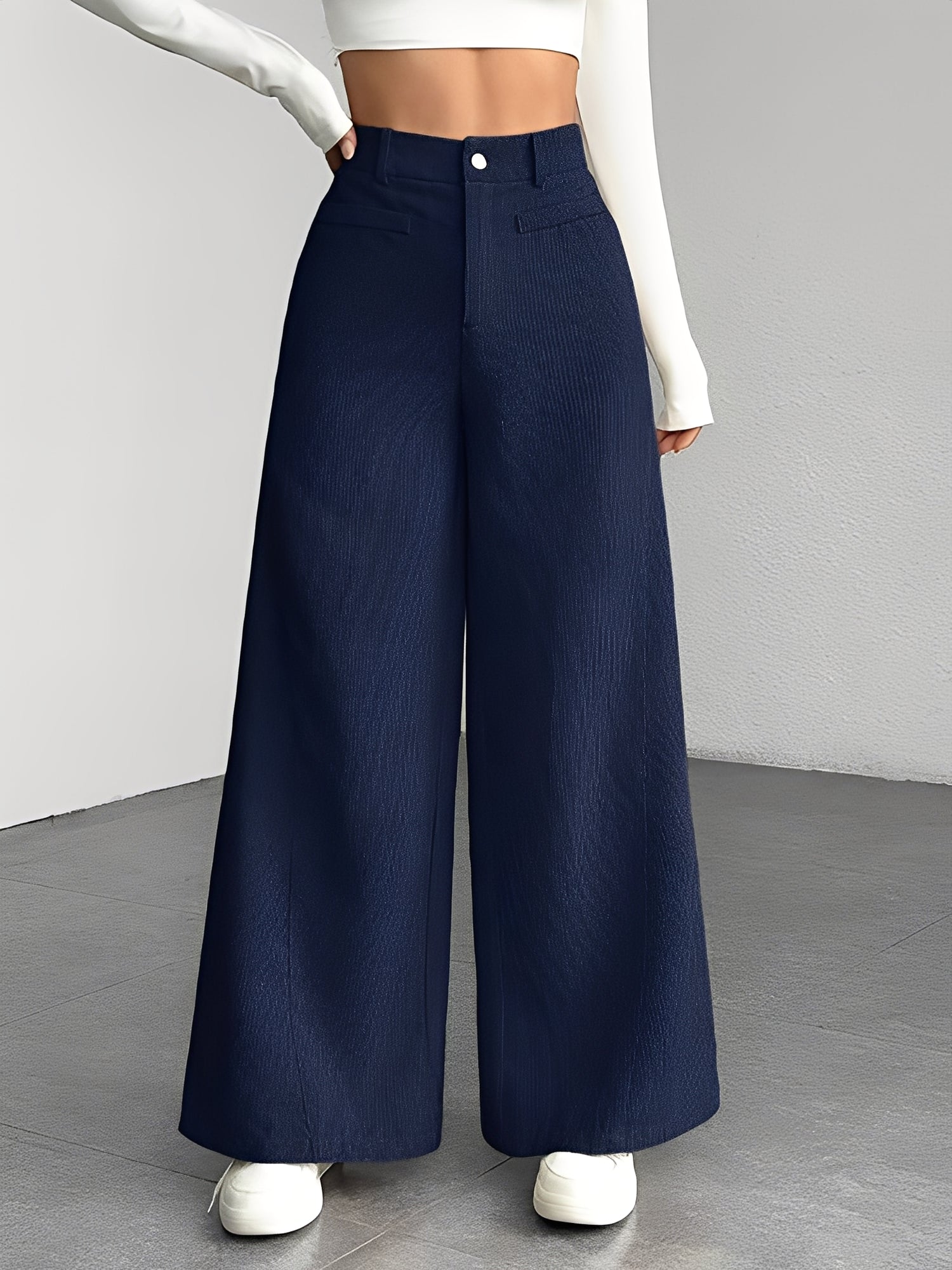 Corduroy Casual High Waisted Loose Fitting Wide Legs Pants