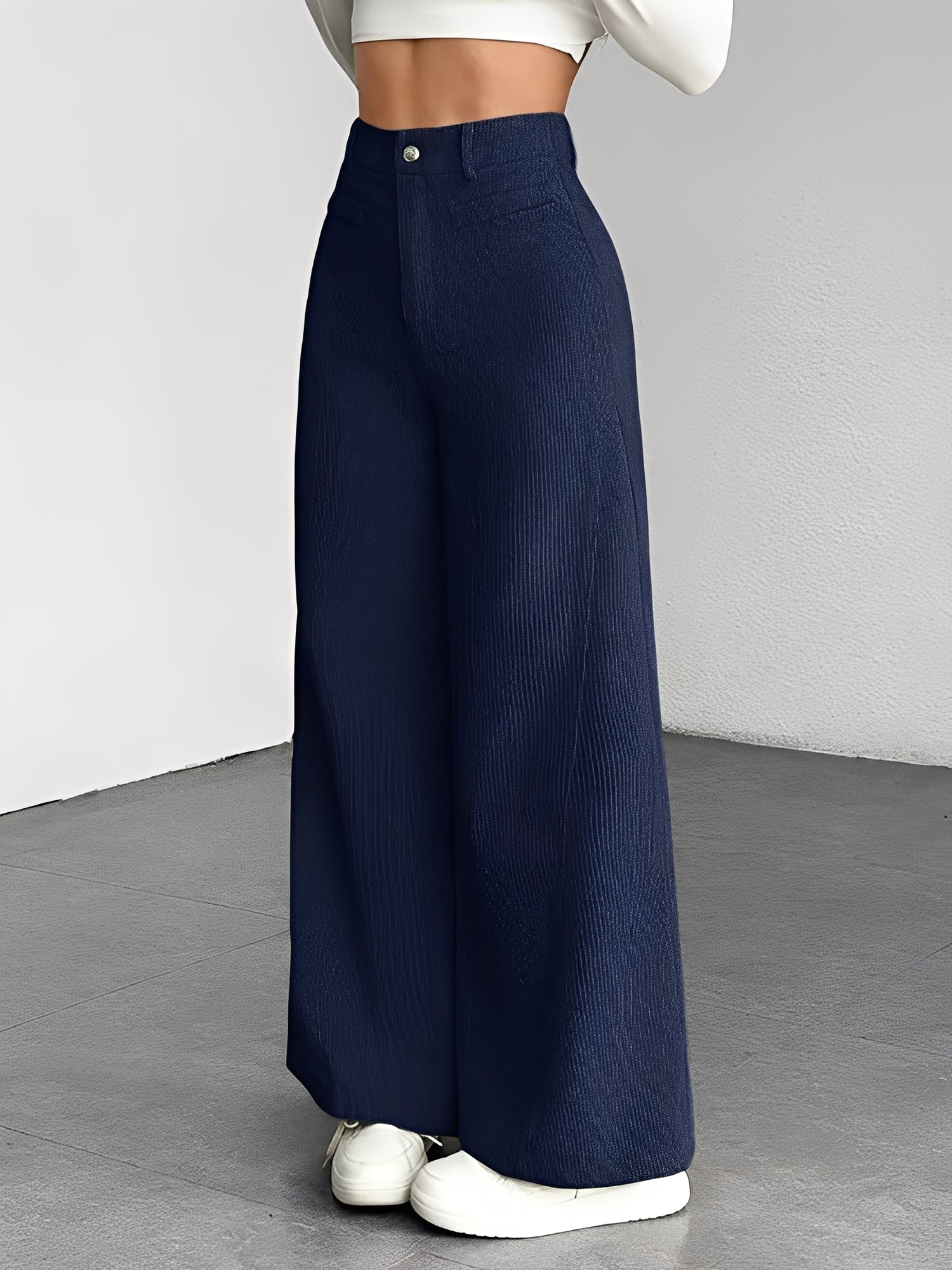 Corduroy Casual High Waisted Loose Fitting Wide Legs Pants