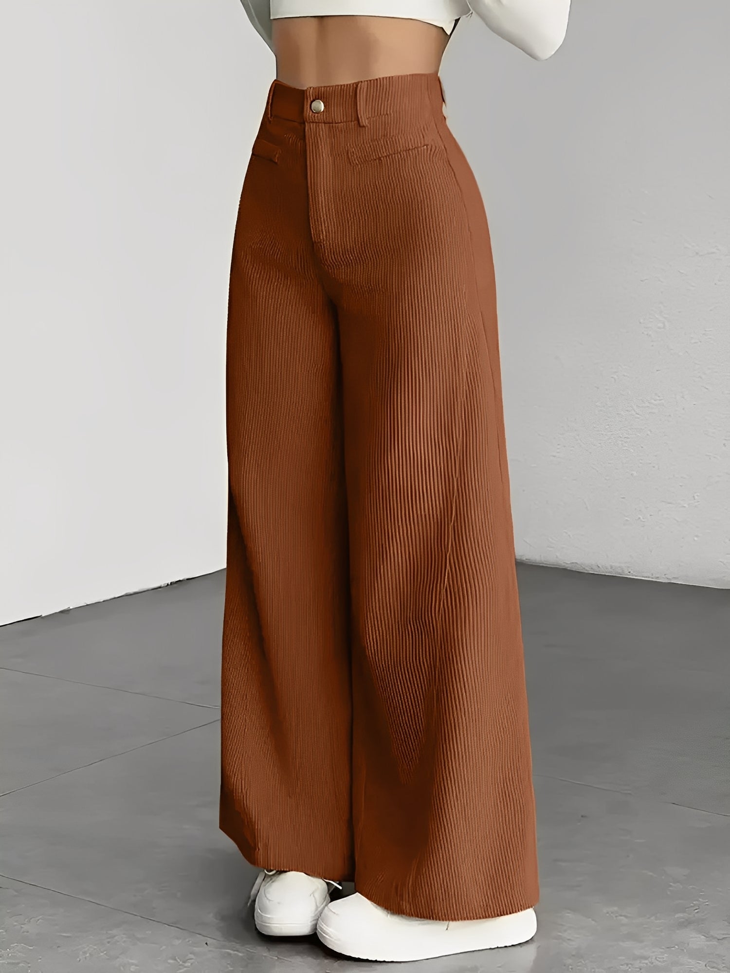 Corduroy Casual High Waisted Loose Fitting Wide Legs Pants