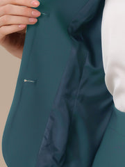 2 Piece Short Sleeve Notched Lapel Blazer Jacket & Pencil Midi Skirt Suit Set