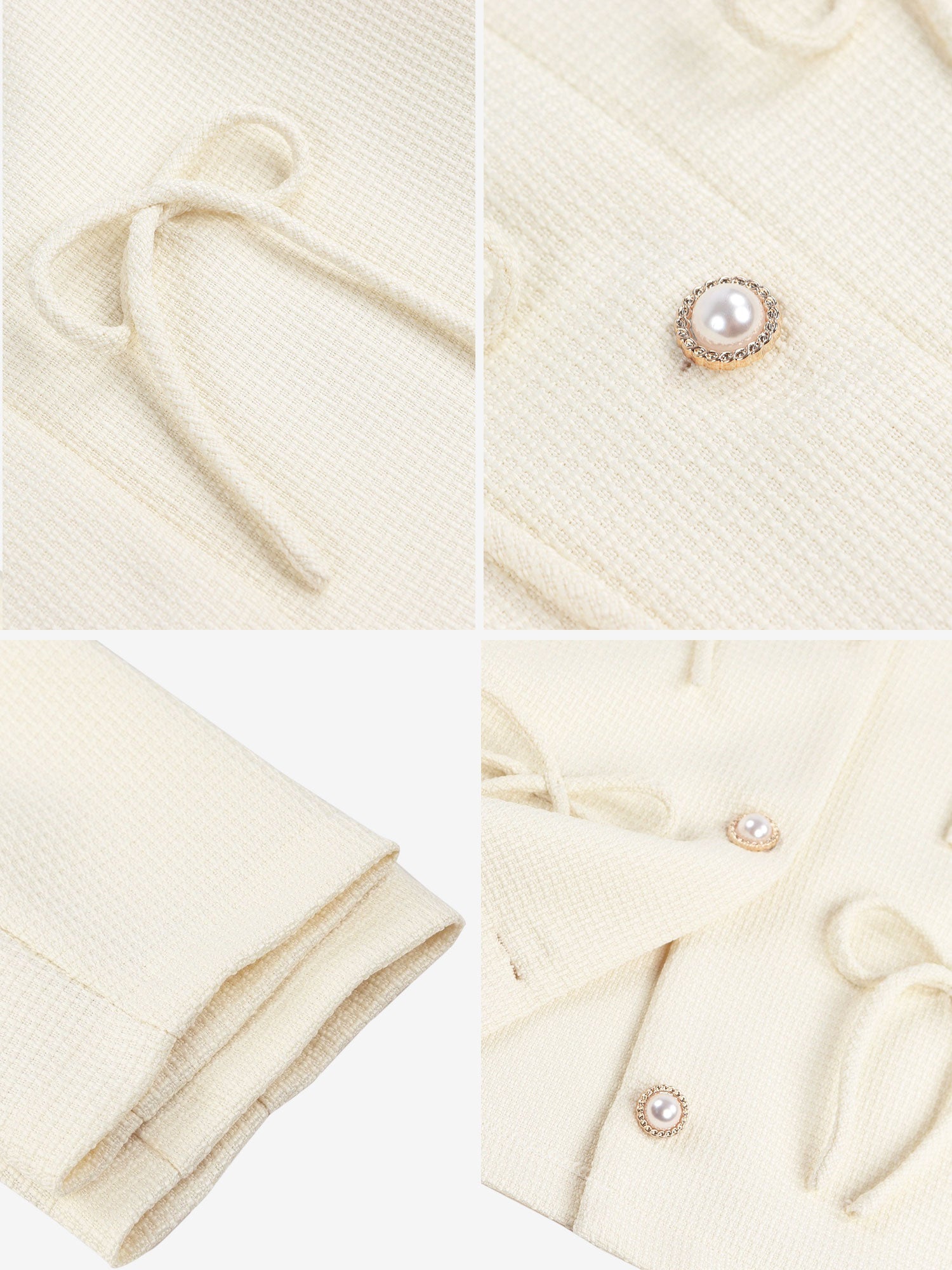 Collarless Long Sleeves Bow Decor Cropped Jacket
