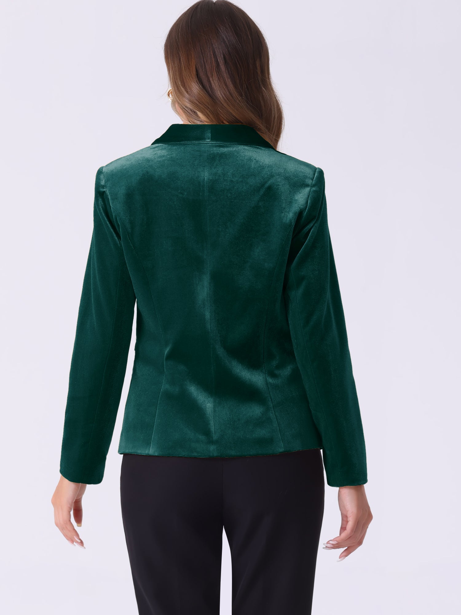 Solid Shawl Collar Single Button Velvet Blazer