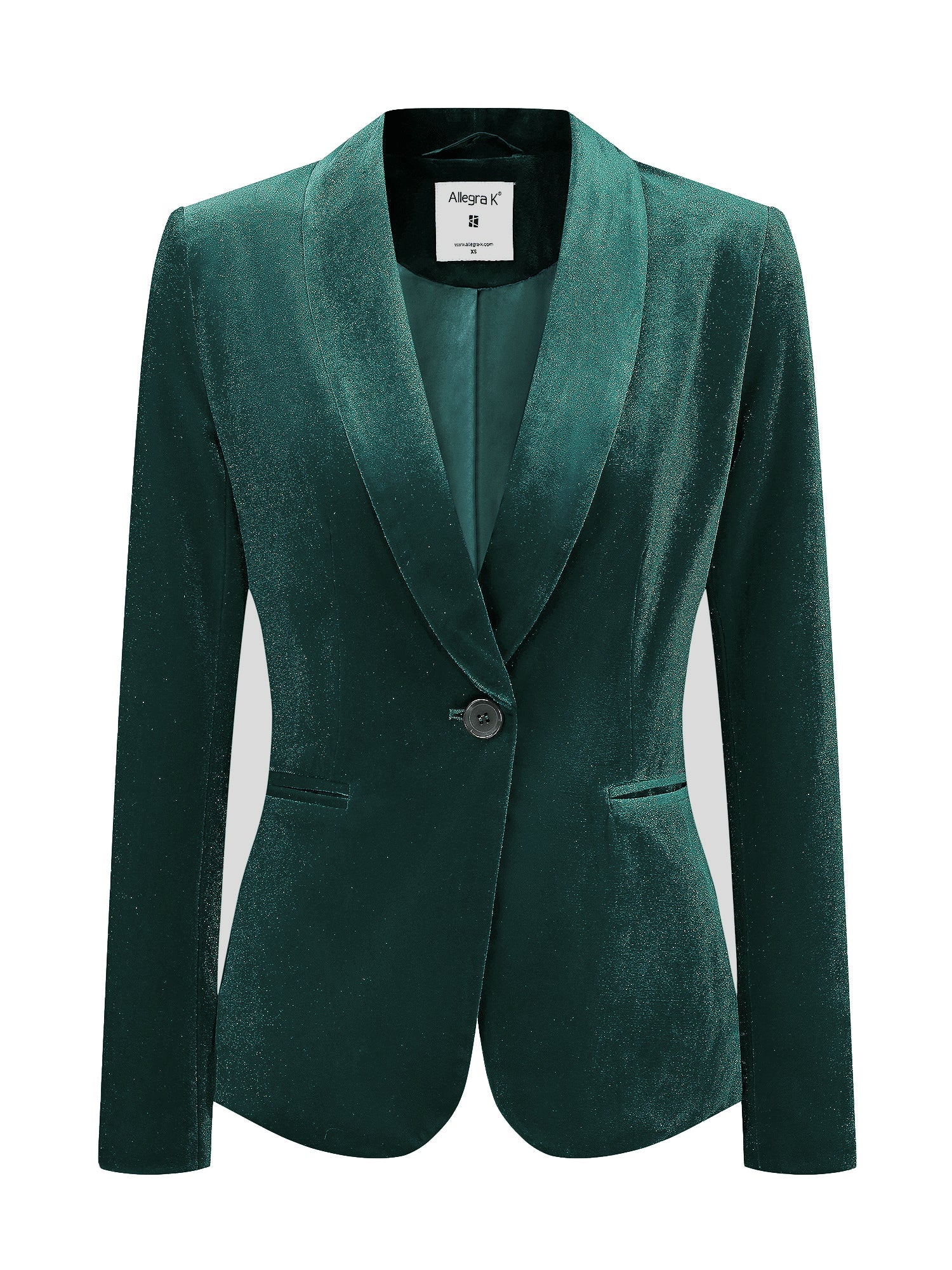 Solid Shawl Collar Single Button Velvet Blazer