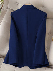 Notched Lapel Lined Long Sleeves Work Office Blazer