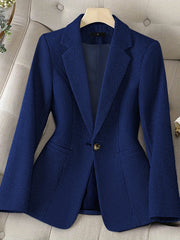 Notched Lapel Lined Long Sleeves Work Office Blazer