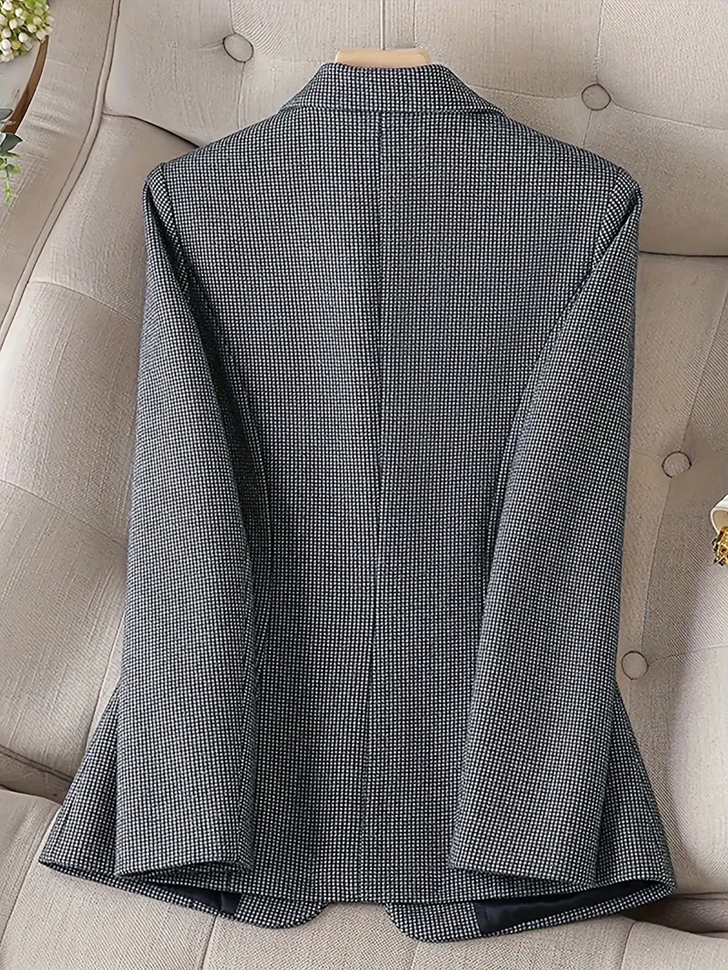 Notched Lapel Lined Long Sleeves Work Office Blazer