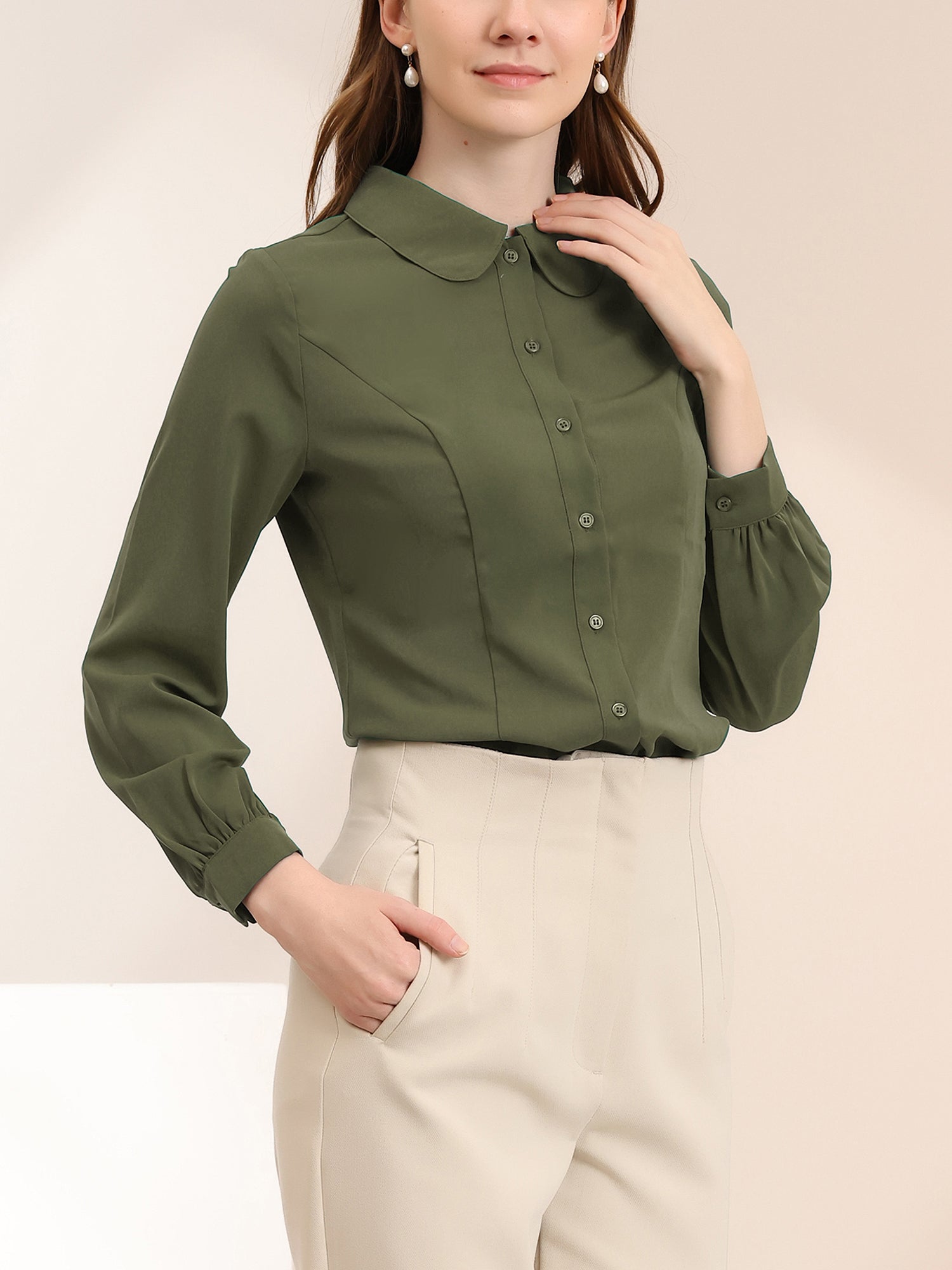 Peter Pan Collar Business Casual Work Shirts