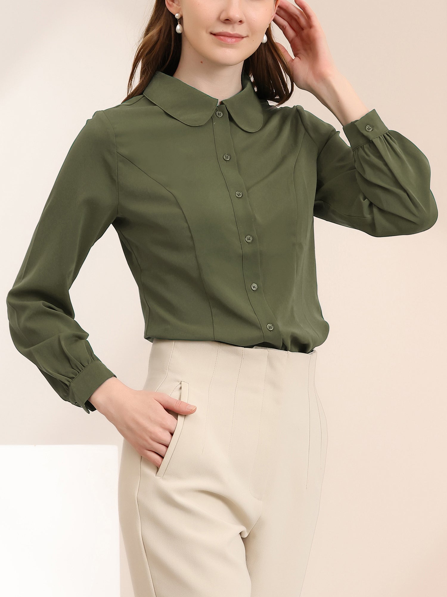 Peter Pan Collar Business Casual Work Shirts