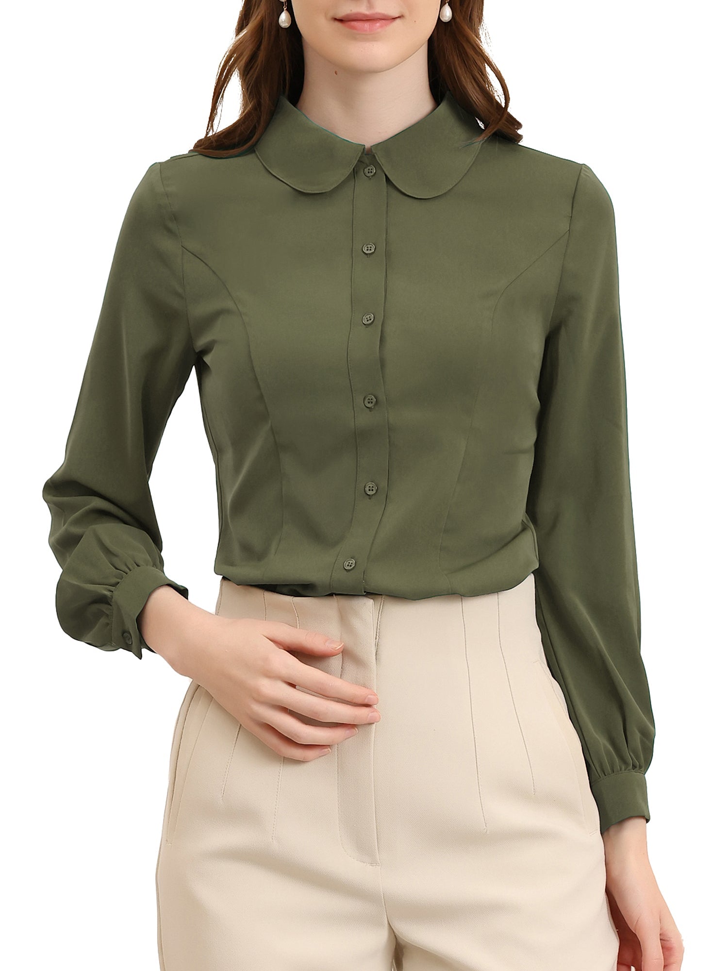 Peter Pan Collar Business Casual Work Shirts