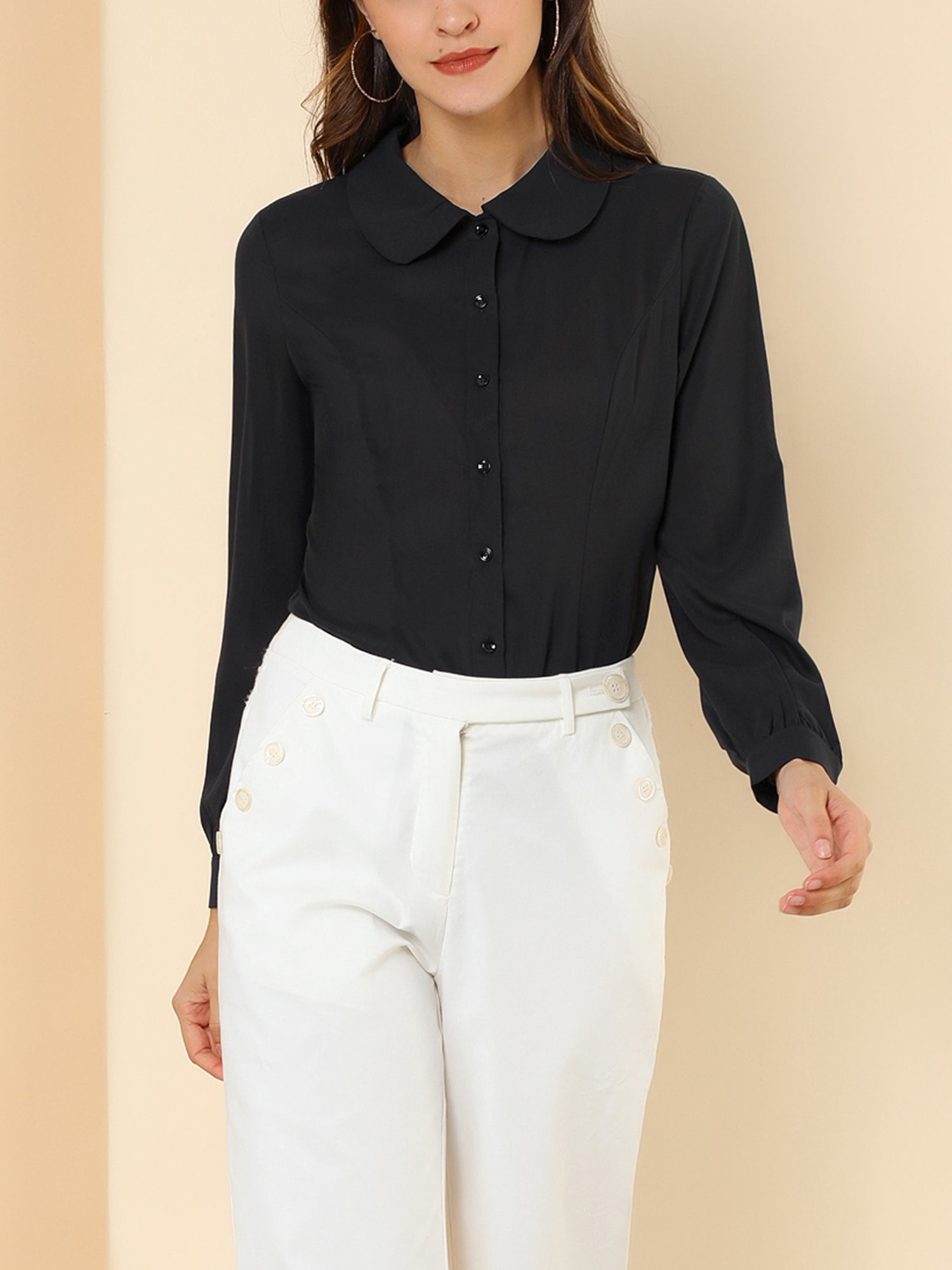 Peter Pan Collar Business Casual Work Shirts