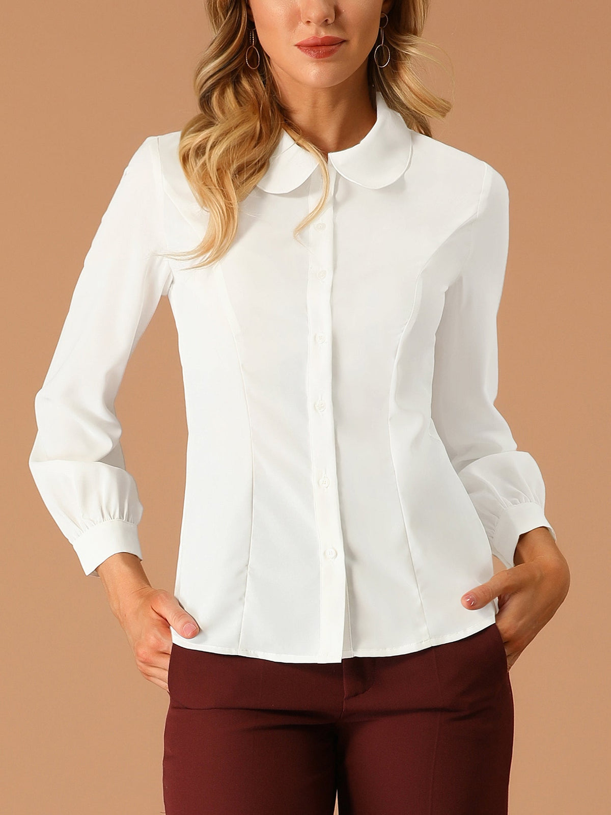 Peter Pan Collar Business Casual Work Shirts