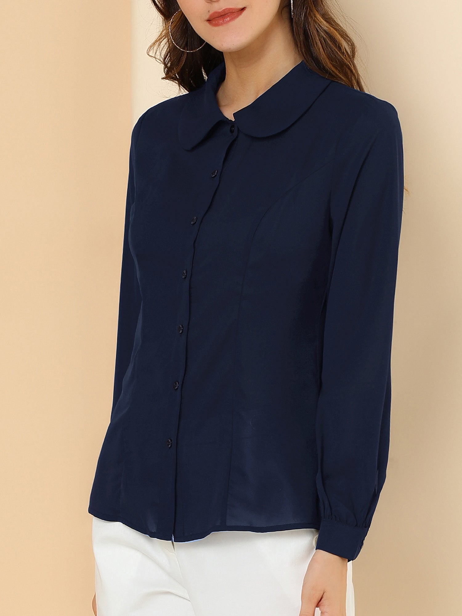 Peter Pan Collar Business Casual Work Shirts