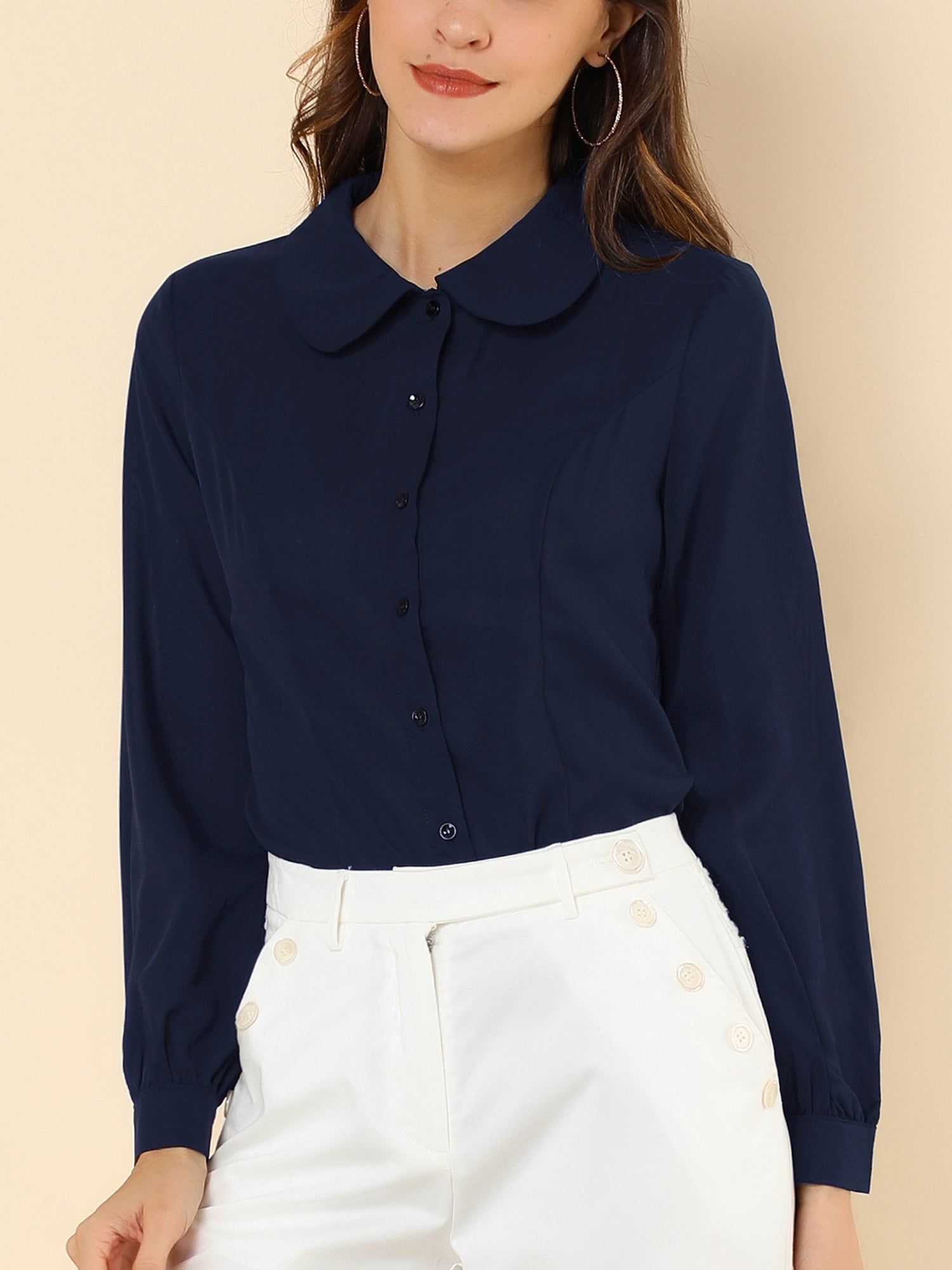 Peter Pan Collar Business Casual Work Shirts