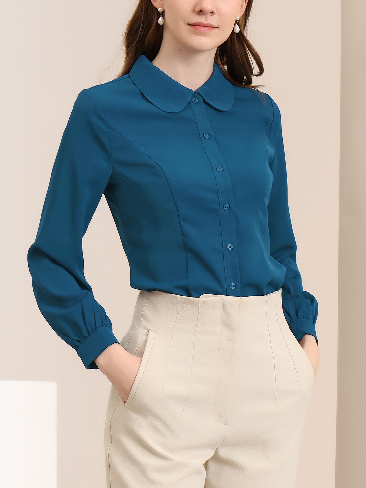 Peter Pan Collar Business Casual Work Shirts