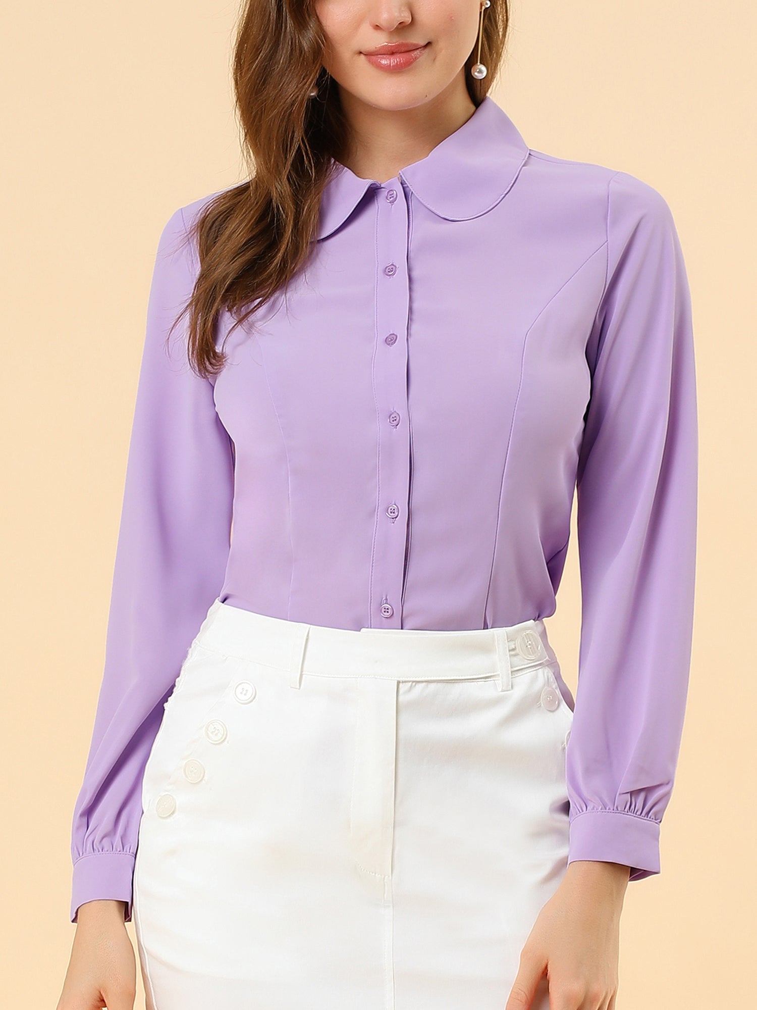 Peter Pan Collar Business Casual Work Shirts
