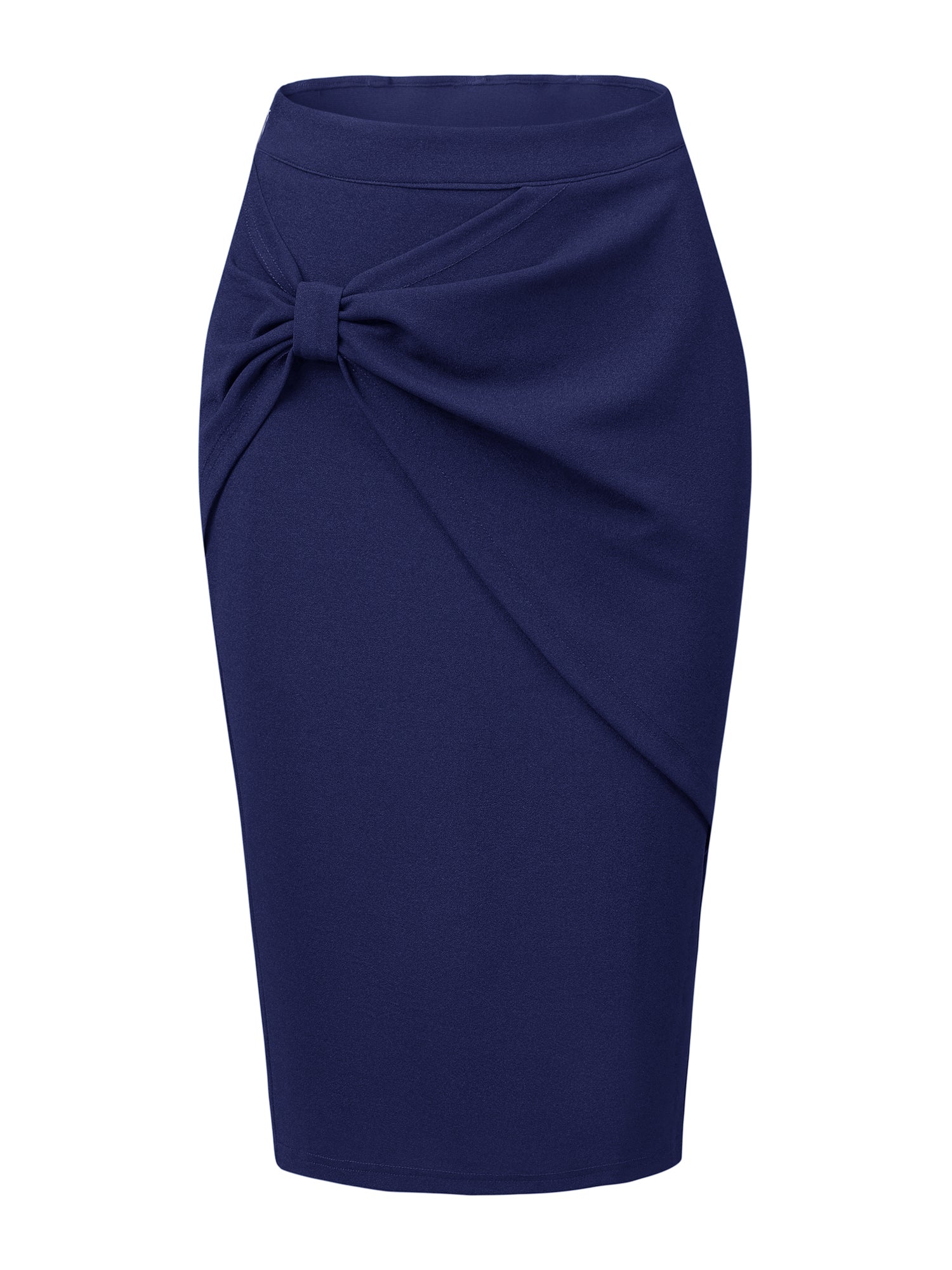 Work Pencil Ruched High Waist Bodycon Midi Skirt