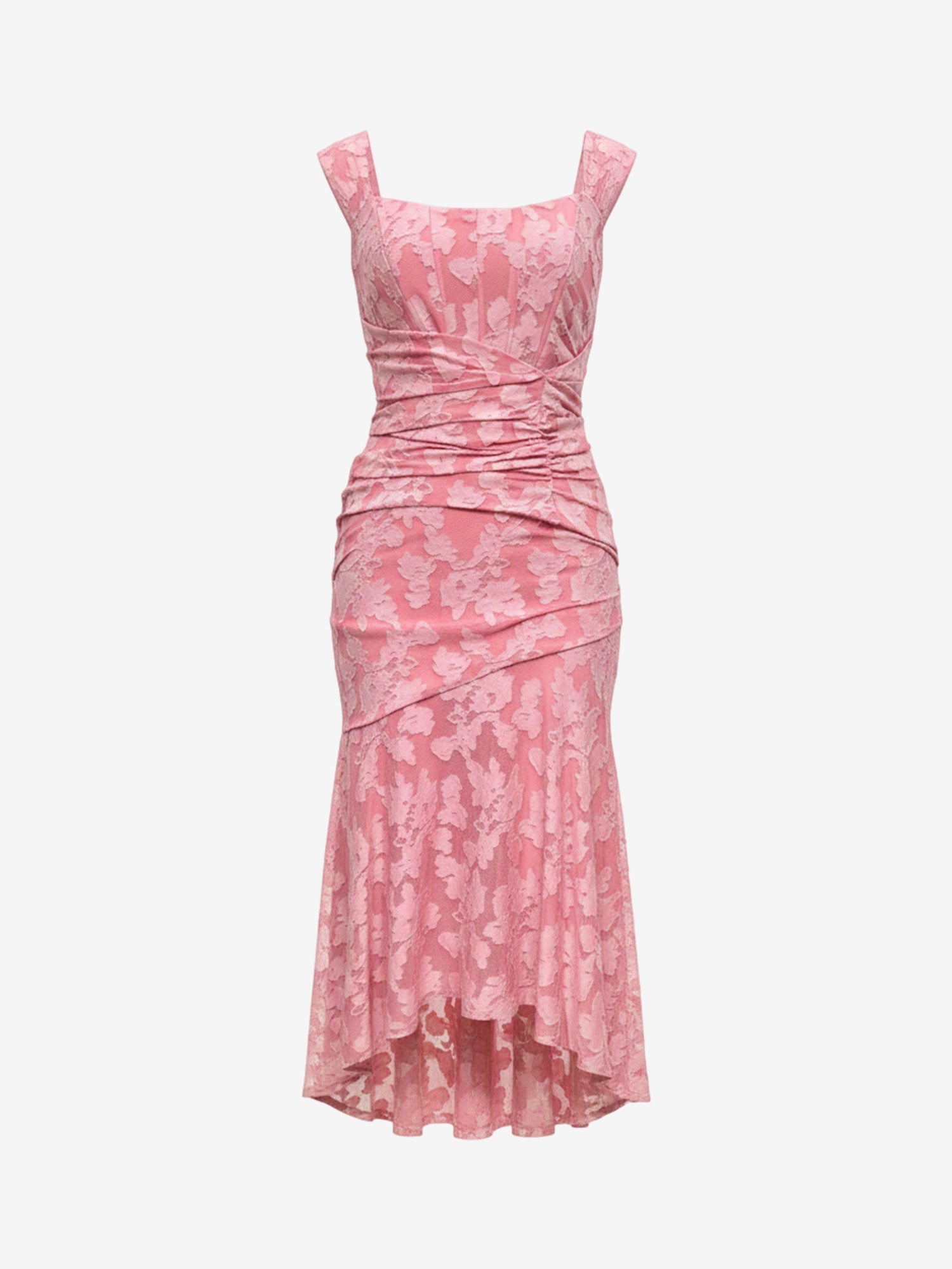 Sleeveless Ruched Textured Bodycon Fishtail Dress