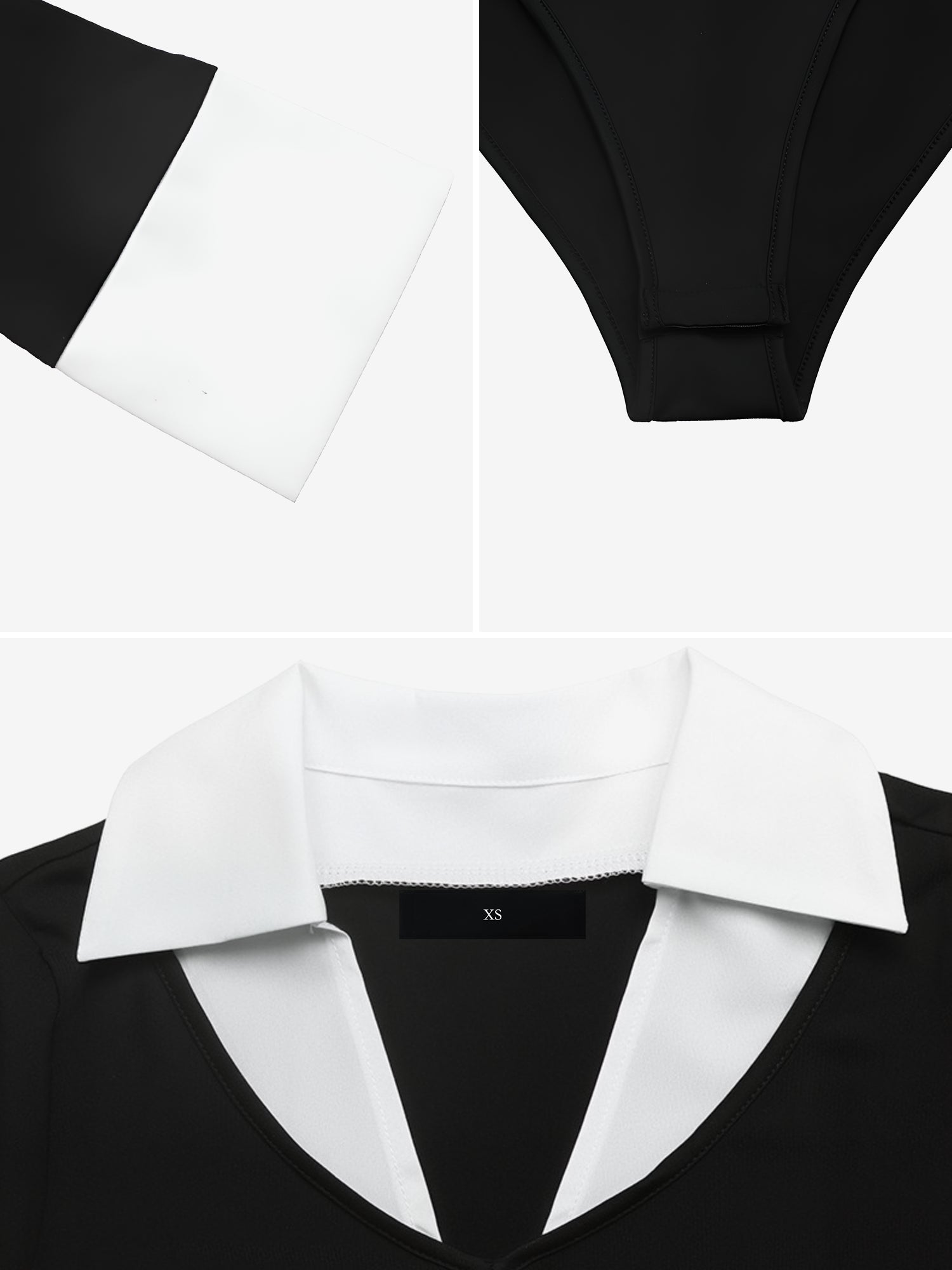 Fake-2-Piece Colorblock Collared Long Sleeves Bodysuits