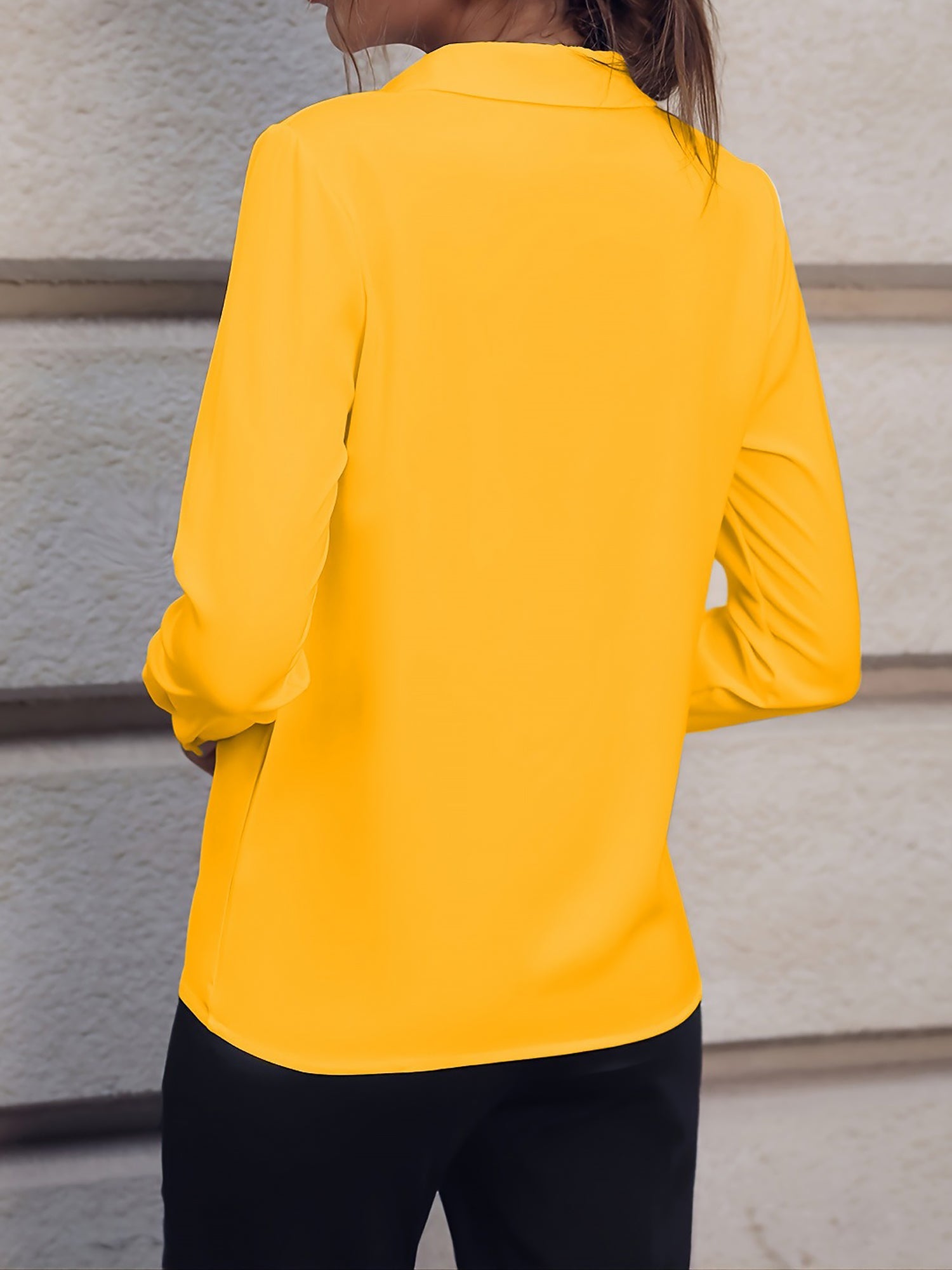 Versatile Solid Color Long Sleeve Button Down Shirt