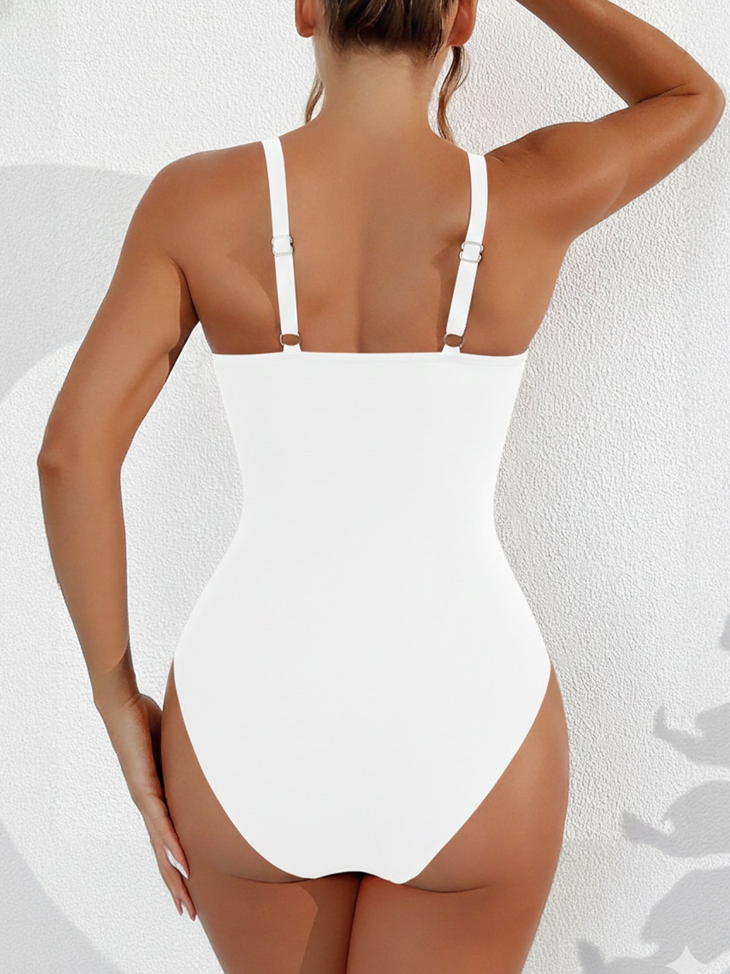 Solid Color Mesh Sleeveless Beach One-Piece Swimsuit