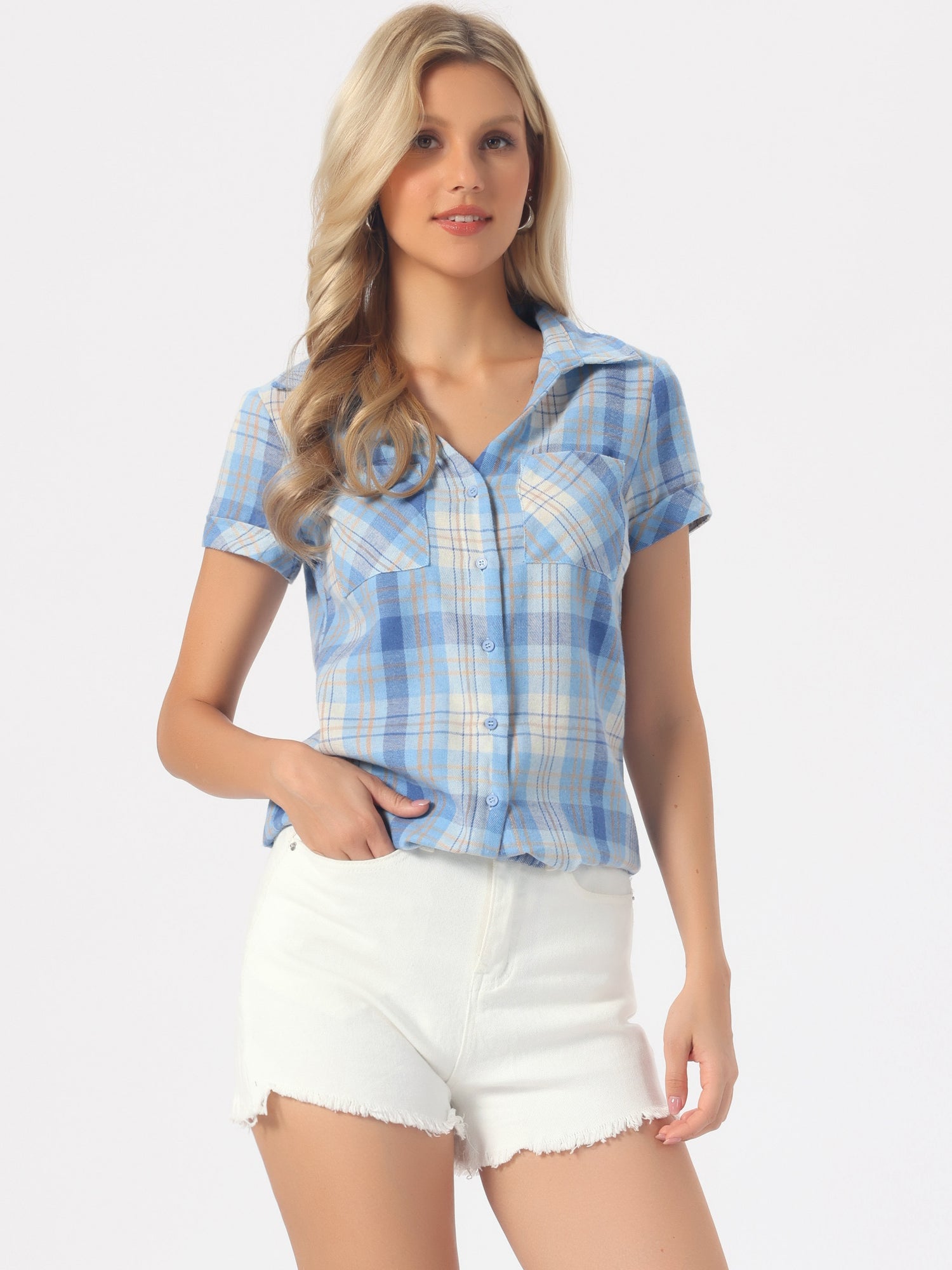 Button Down Cotton Classic Western Plaid Shirt