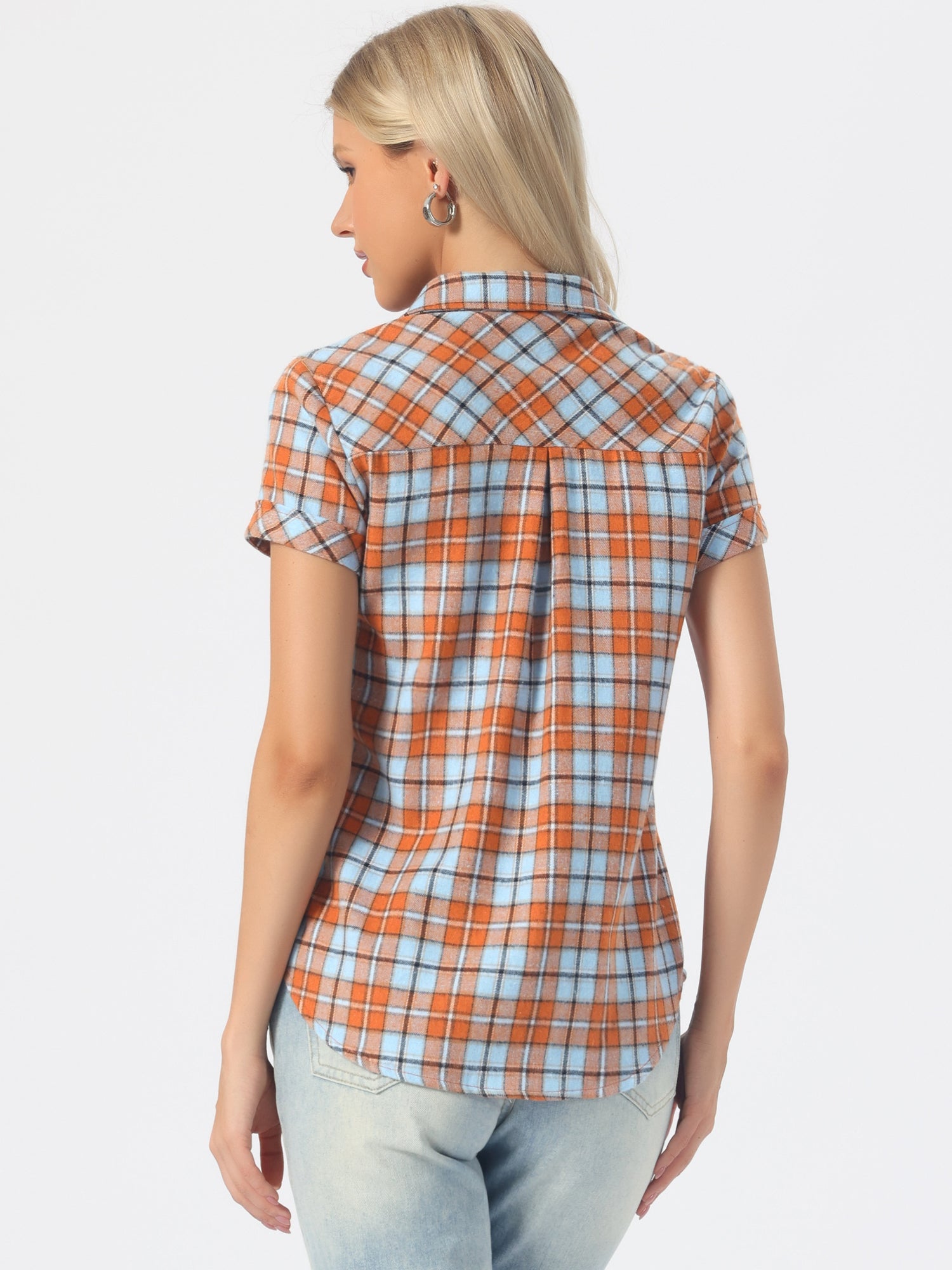 Button Down Cotton Classic Western Plaid Shirt