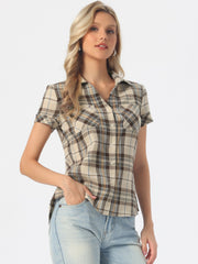 Button Down Cotton Classic Western Plaid Shirt