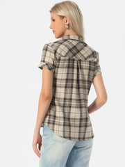 Button Down Cotton Classic Western Plaid Shirt