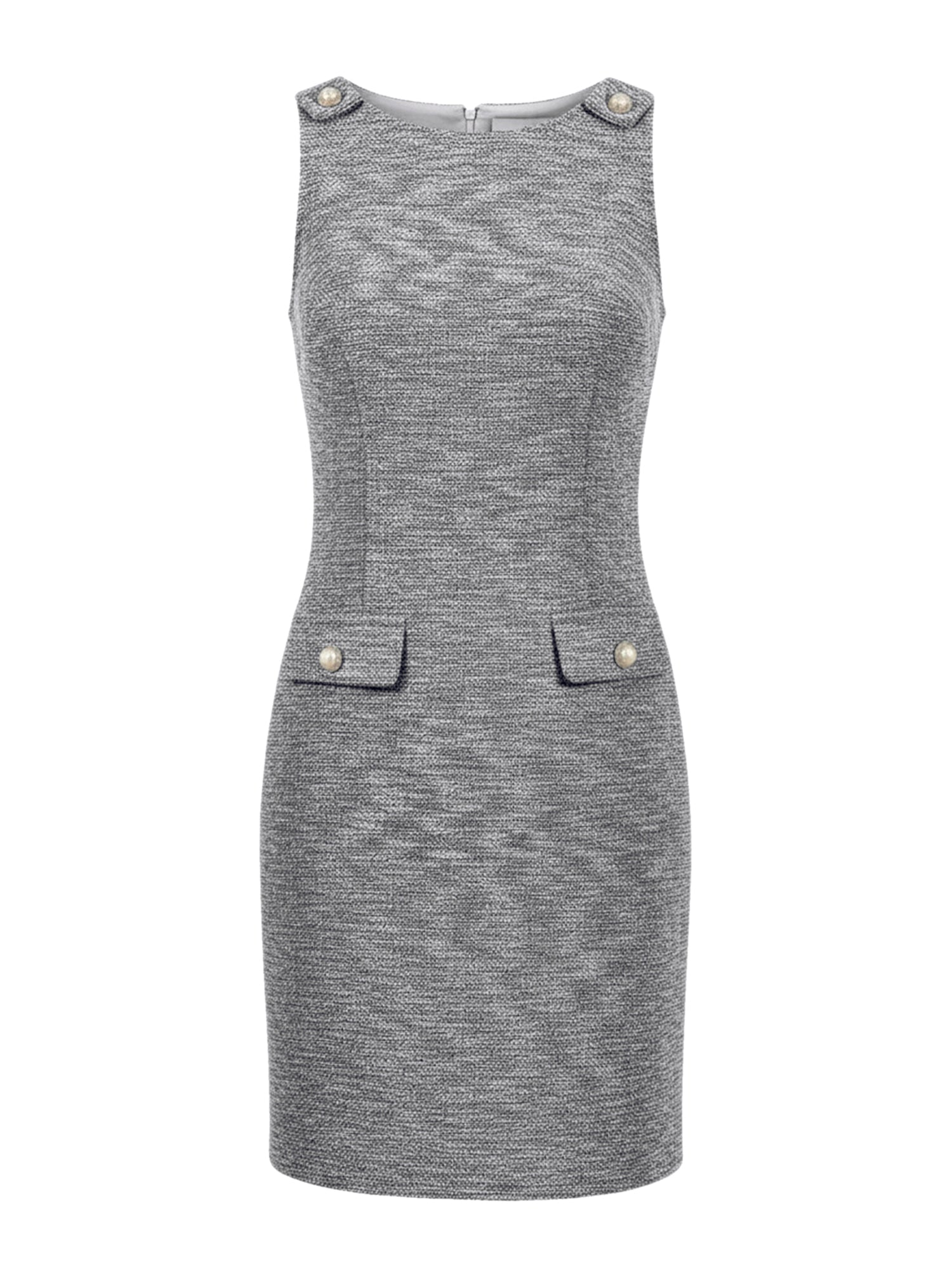 Tweed Sleeveless Boat Neck Work Office Sheath Dress