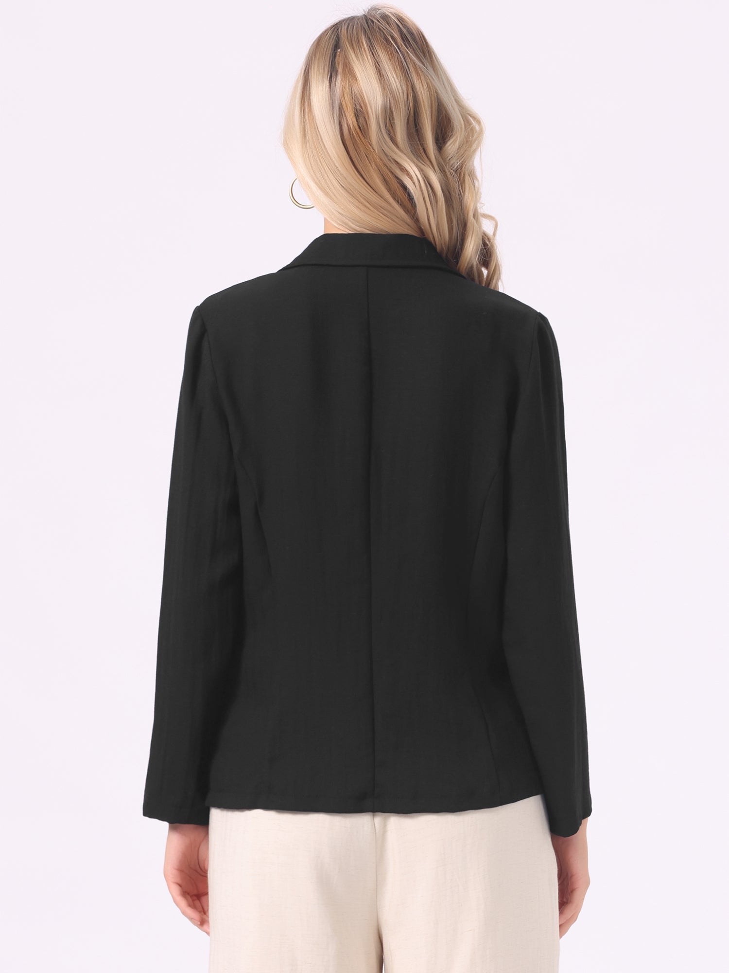 Linen Lapel Collar Long Sleeve Lightweight Business Casual Blazer