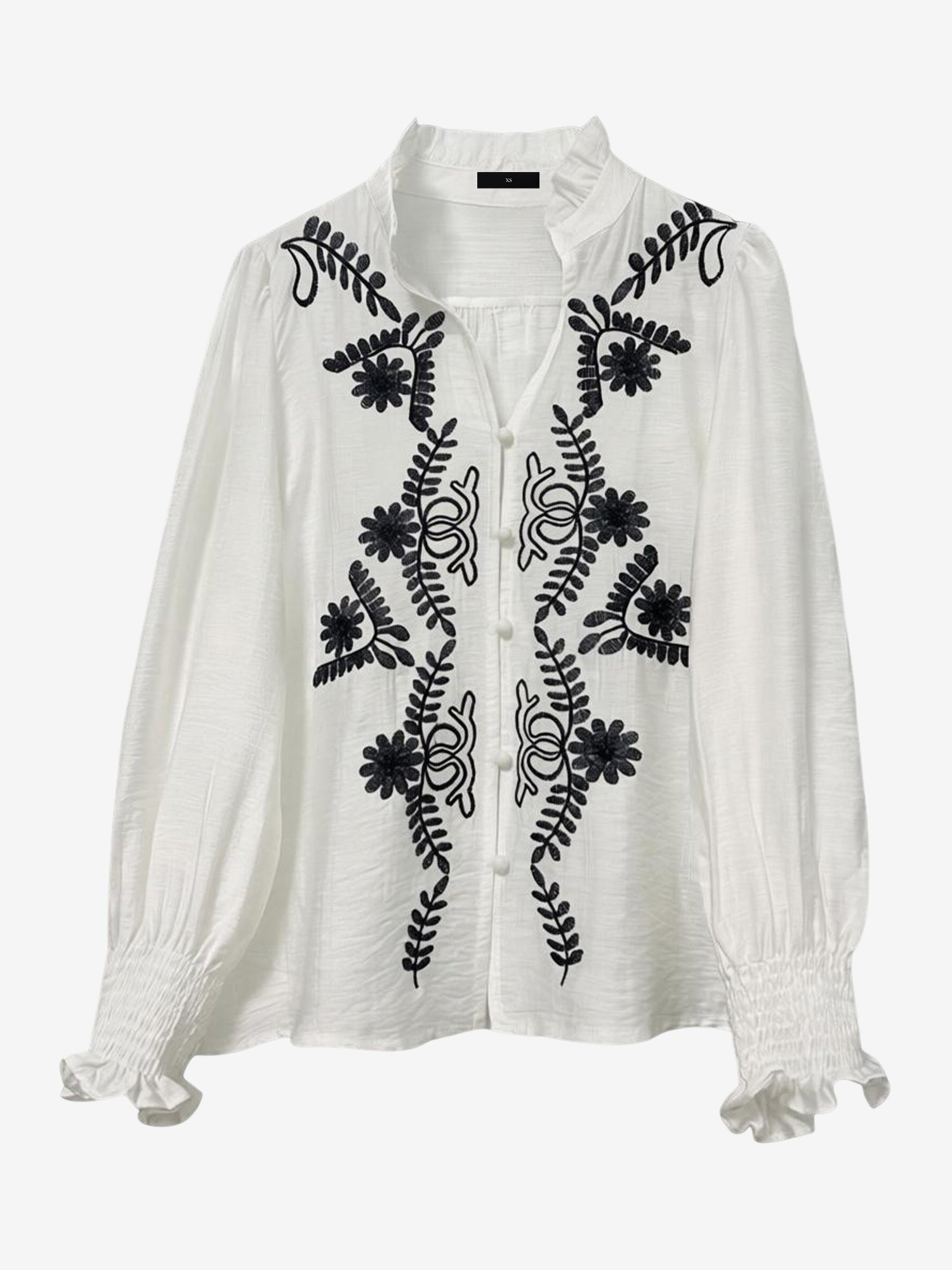 Floral Embroidered Boho Long Sleeve Blouse