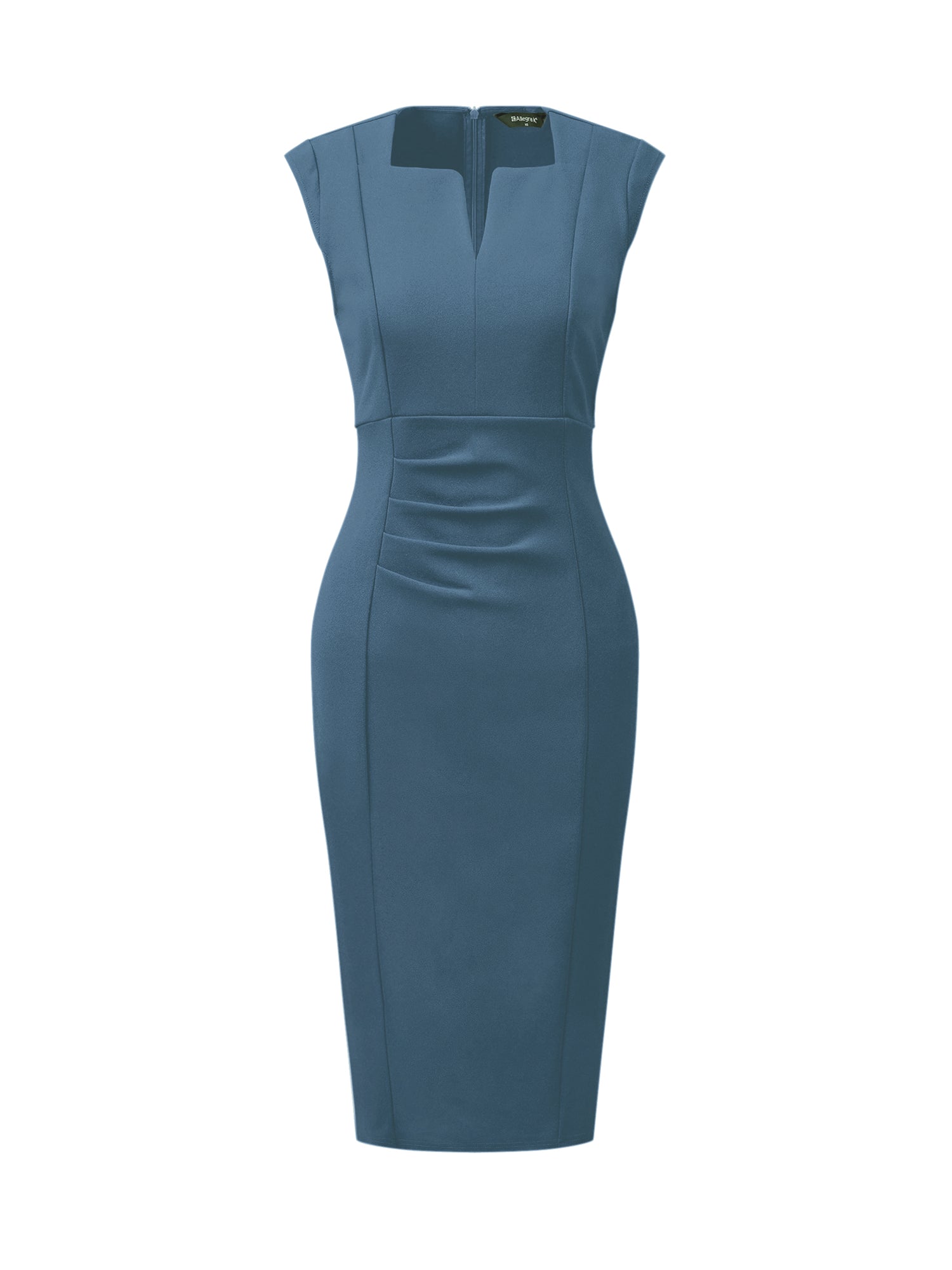 Pencil Sleeveless Pleated Front Elegant Business Sheath Dress