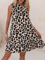 Sleeveless Leopard Print Summer Tank Dress