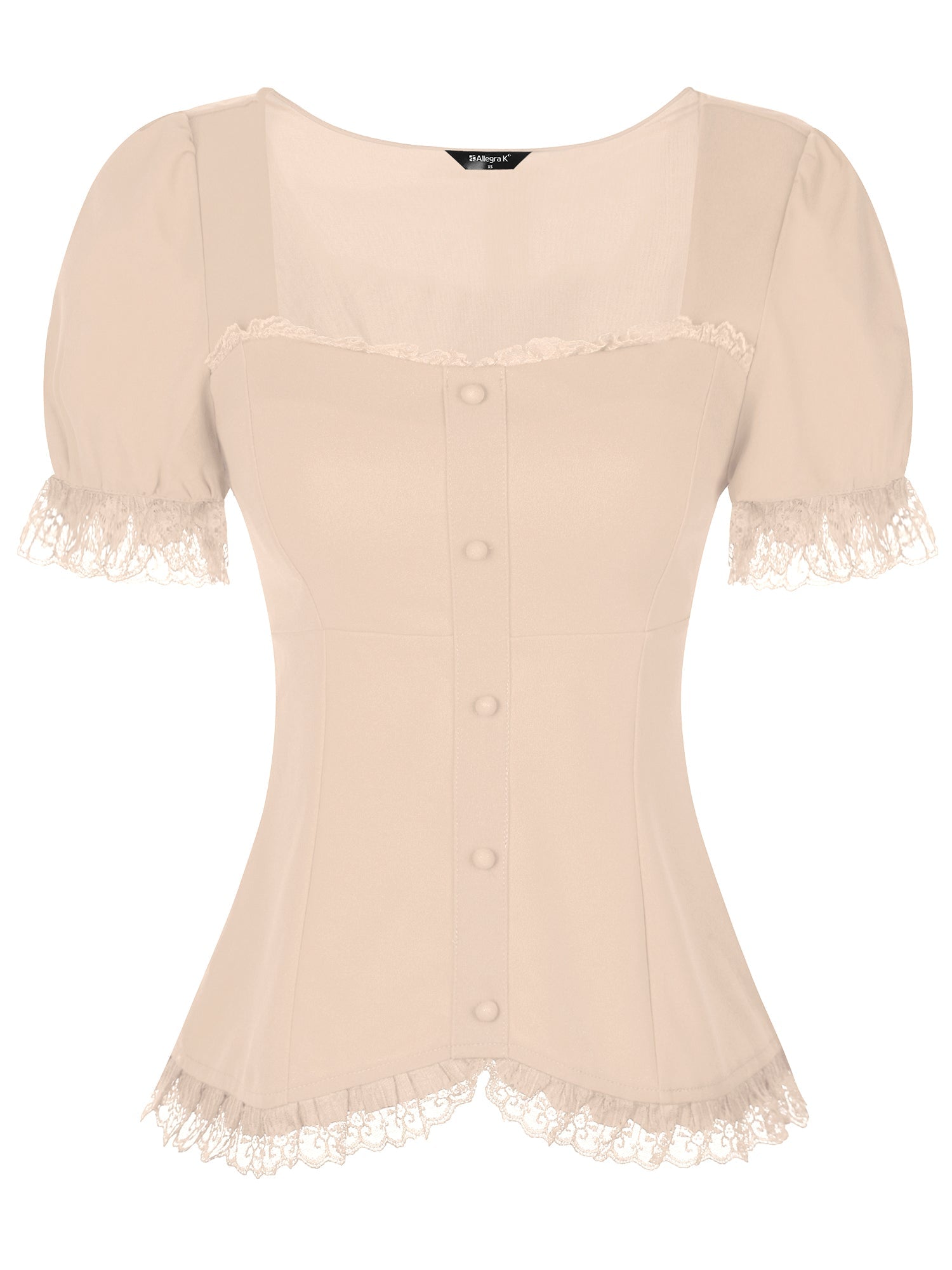 Sweetheart Neck Puff Short Sleeve Lace Up Gothic Blouse