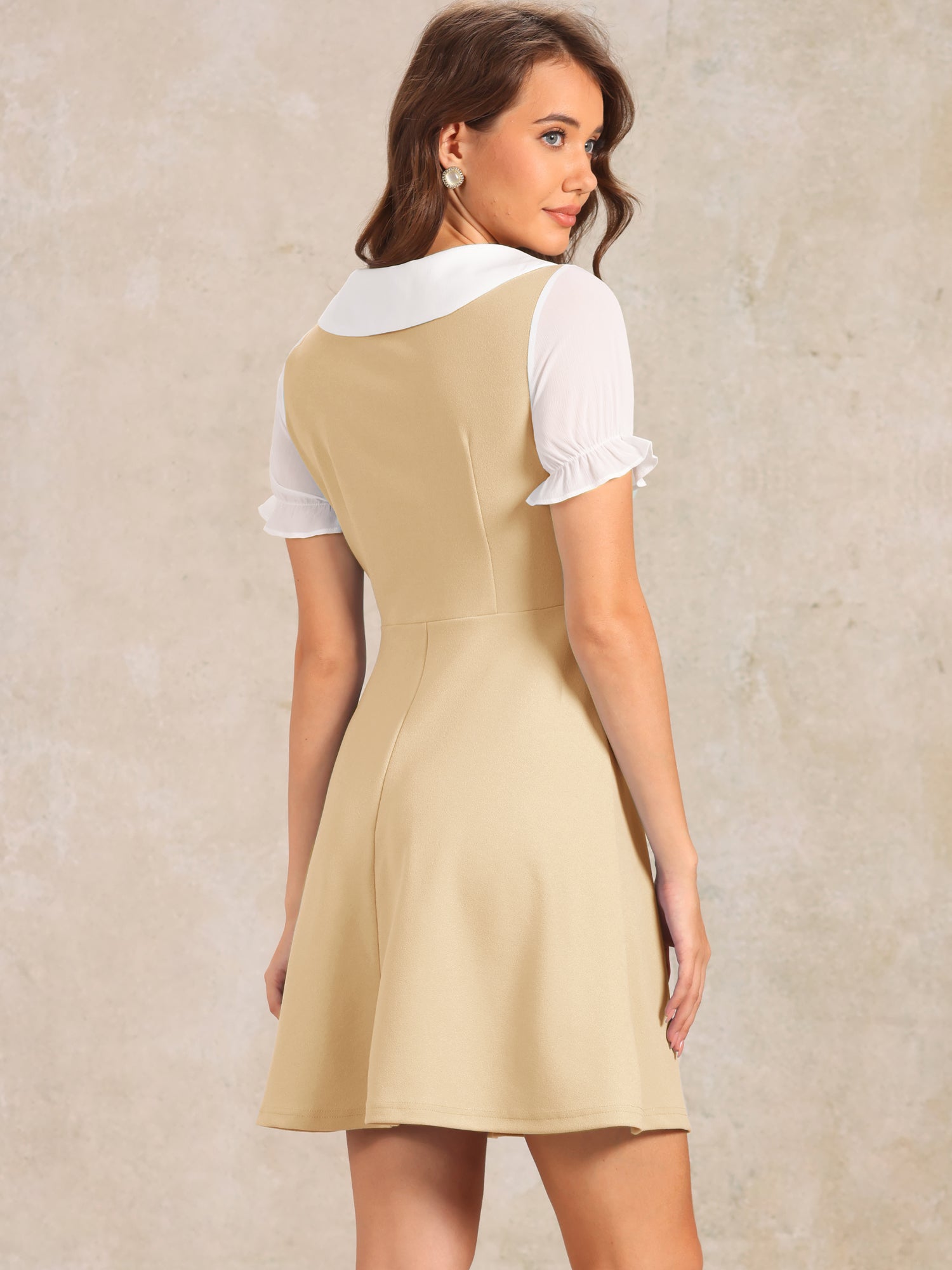 50s Lolita Contrast Color Peter Pan Collar Dress