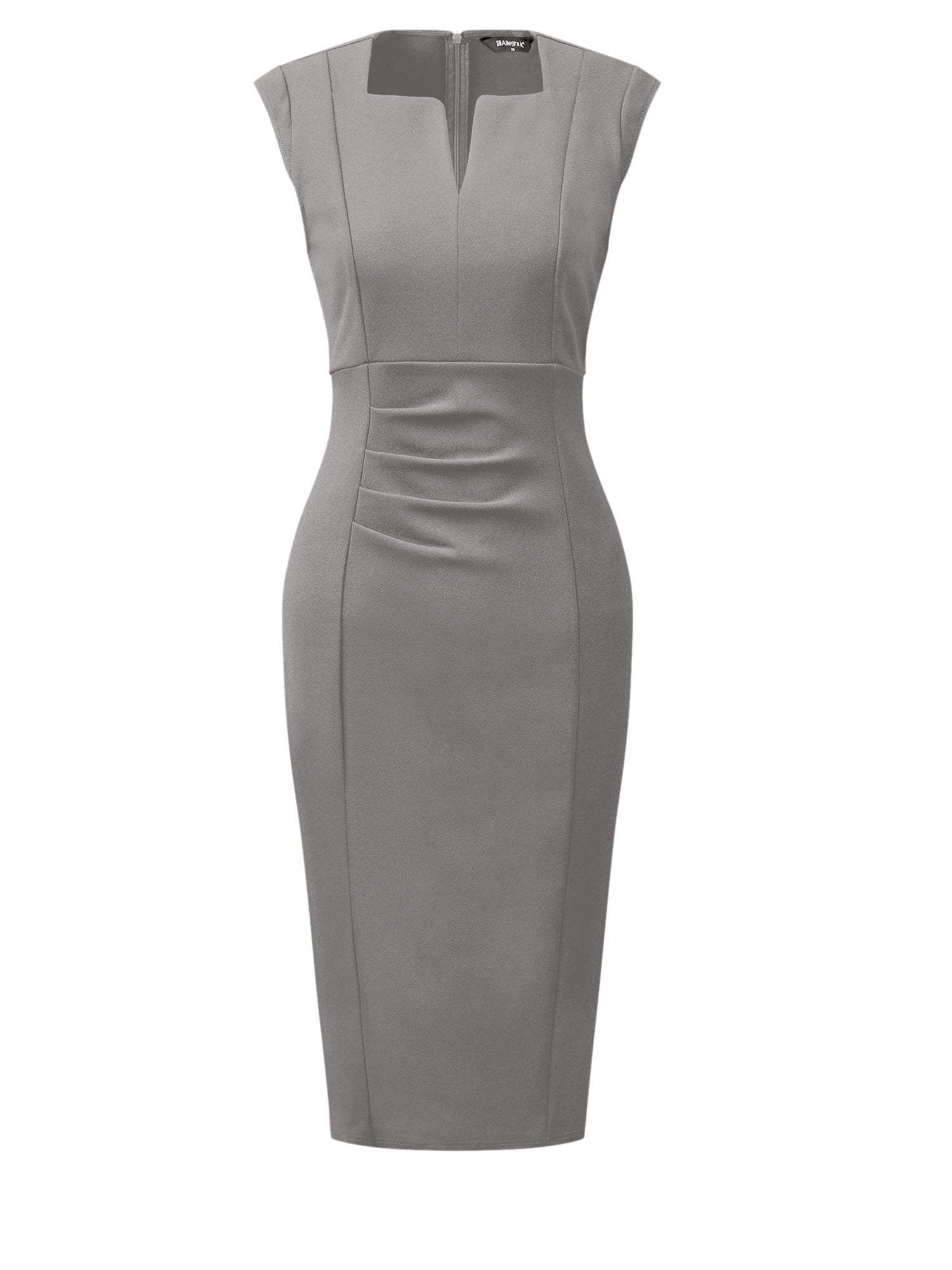 Sheath Pencil Sleeveless Pleated Front Elegant Business Dress