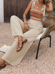 Vacation Bohemian Style Embroidered Colorblock Jumpsuits