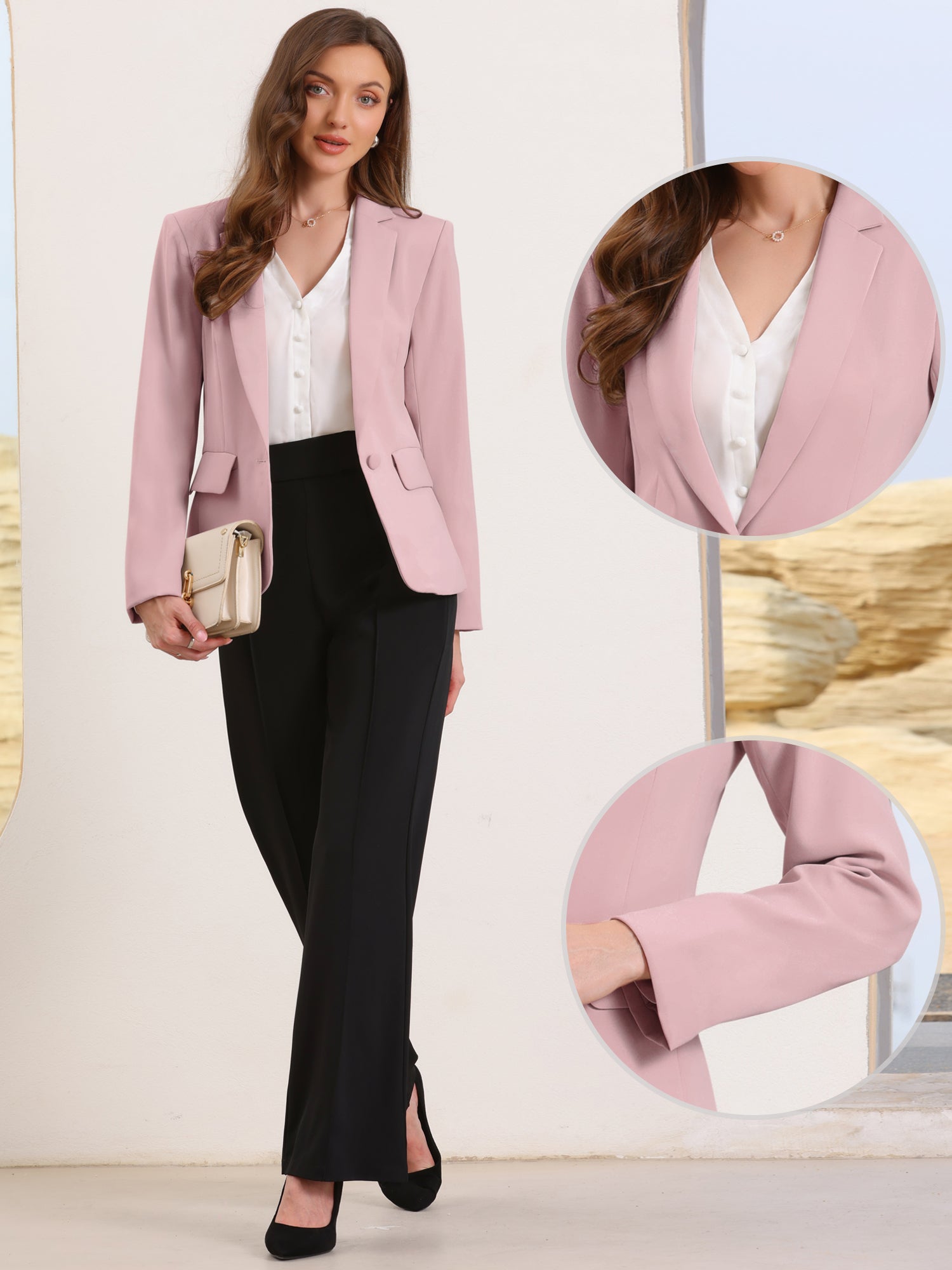 Long Sleeve One Button Business Casual Blazer