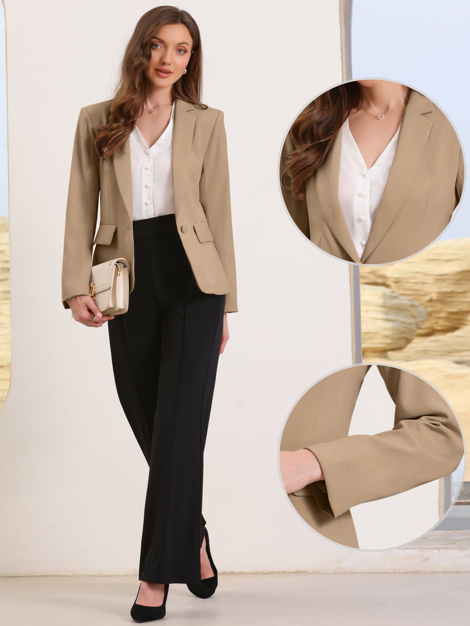 Long Sleeve One Button Business Casual Blazer