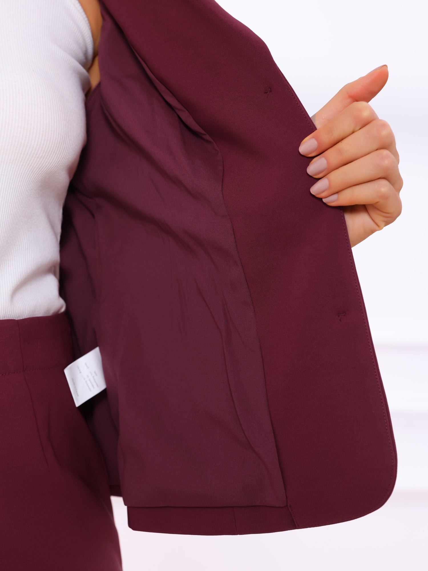 2 Pieces Collared Button Down Blazer & Pencil Midi Skirt Suit Set