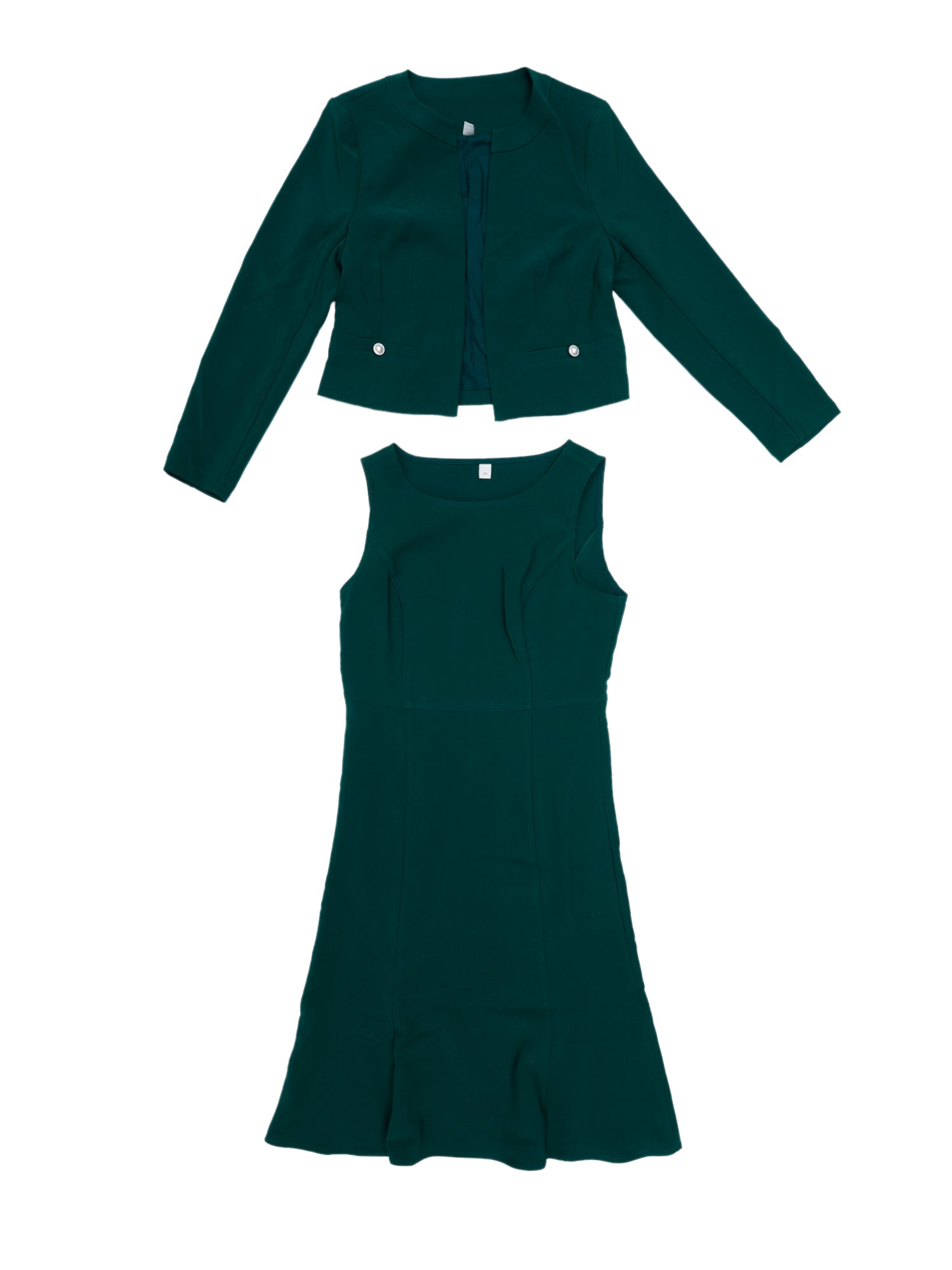 2 Pieces Long Sleeves Collarless Jacket & Sleeveless Fishtail Midi Dress Sets